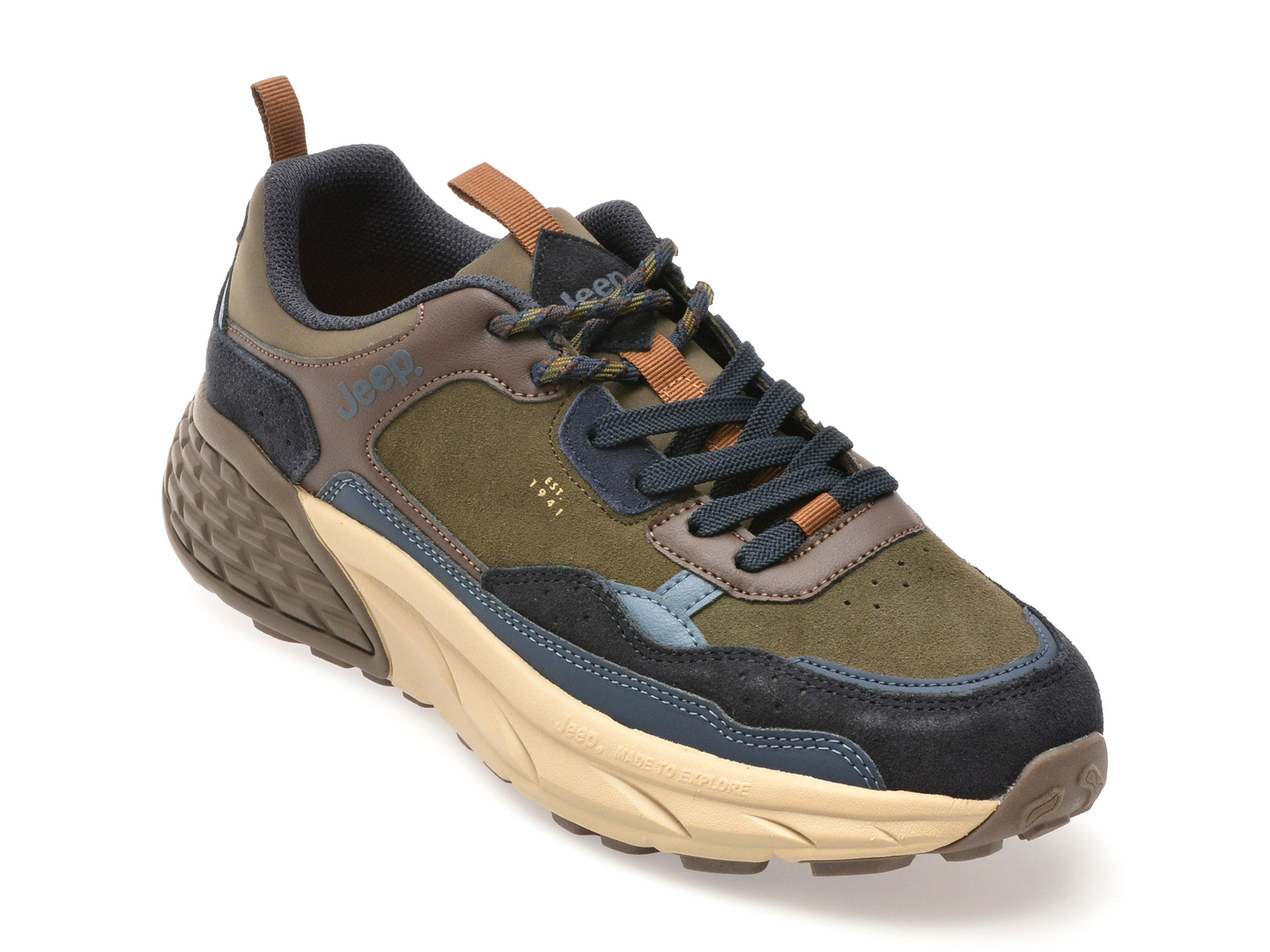 Pantofi sport JEEP maro, M52070A, din piele naturala