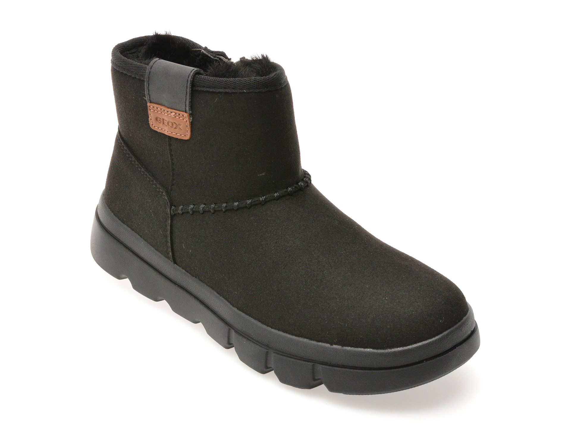 Ghete GEOX negre, J56NCA, din piele ecologica