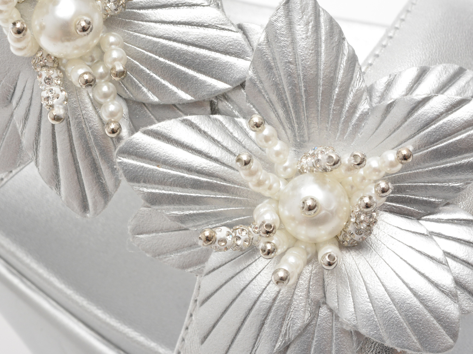 Papuci EPICA argintii, 241009, din piele naturala