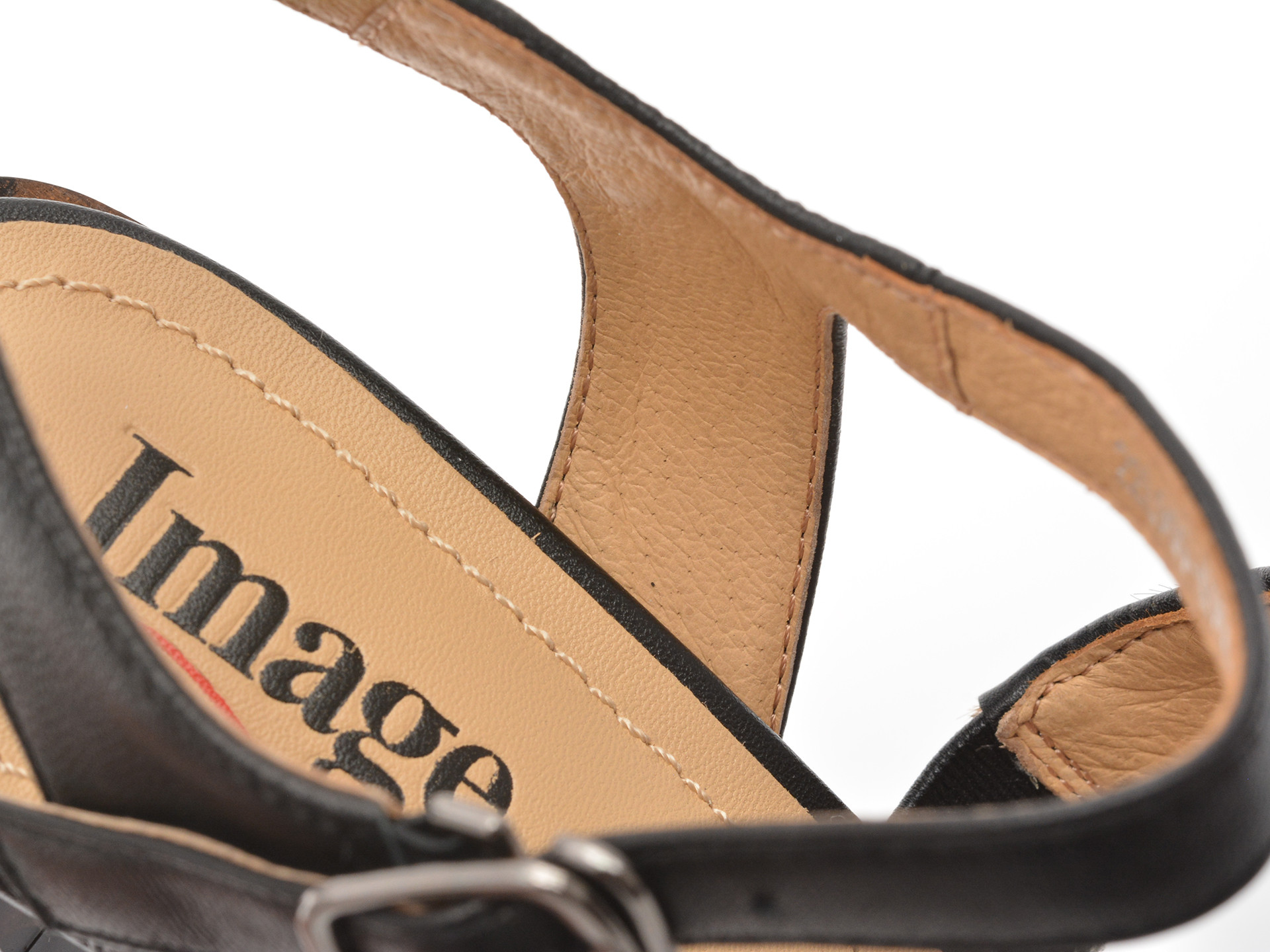 Sandale IMAGE negre, K996, din piele naturala