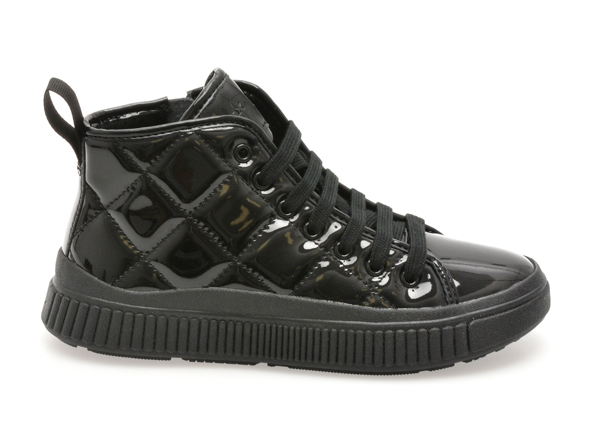 Ghete GEOX negre, J56M3F, din piele ecologica lacuita