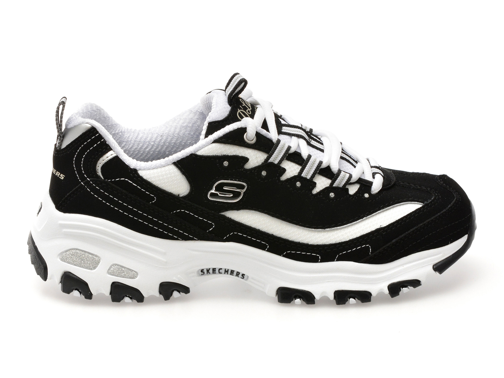 Pantofi sport SKECHERS alb-negru, D LITES , din material textil