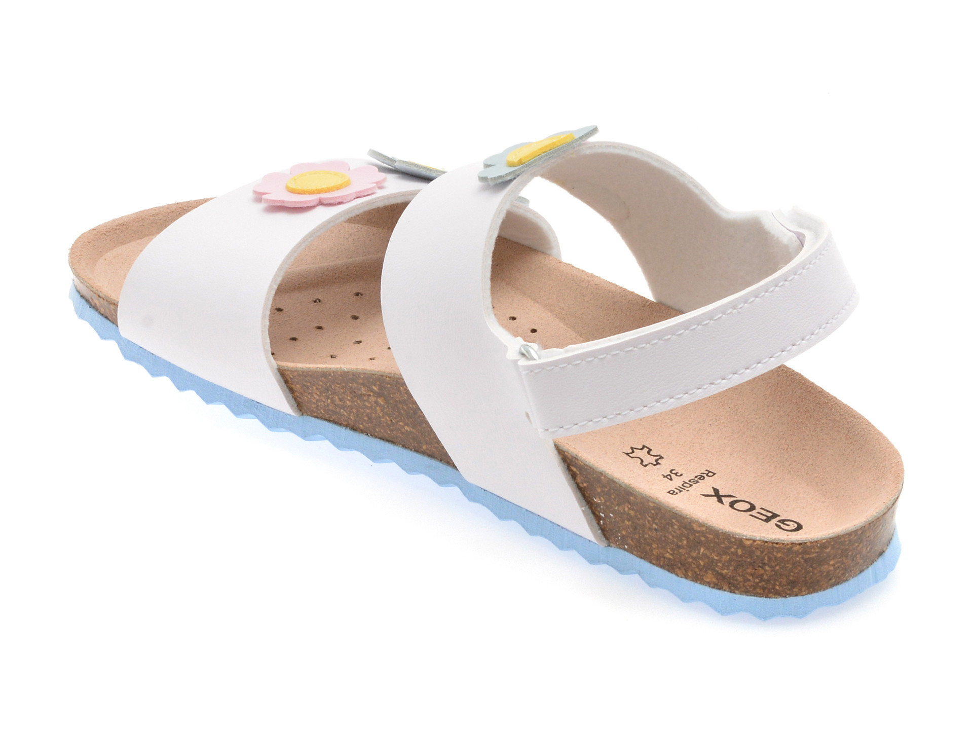 Sandale GEOX albe, J558MD, din piele ecologica