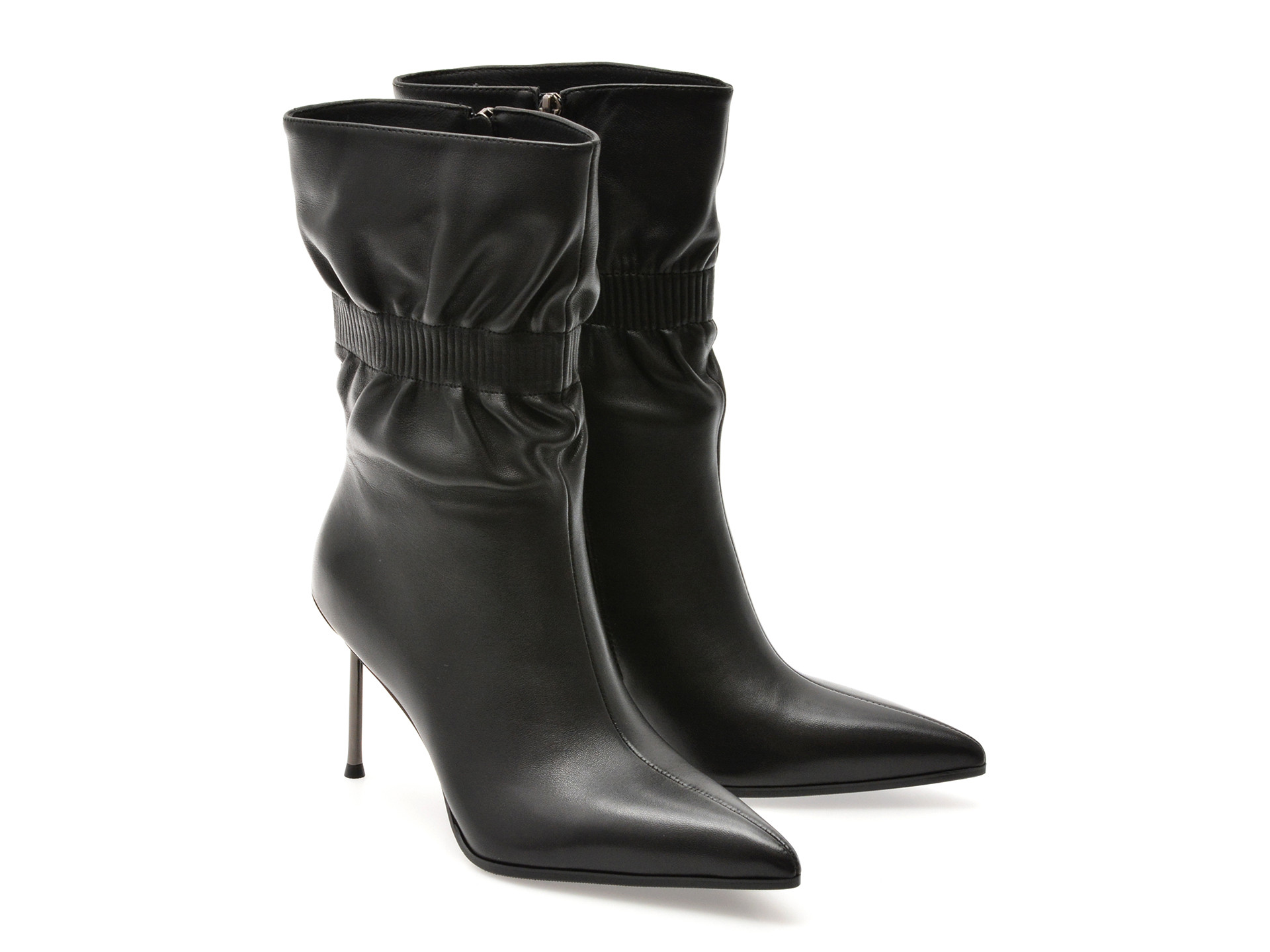 Botine elegante EPICA negre, M5A, din piele naturala