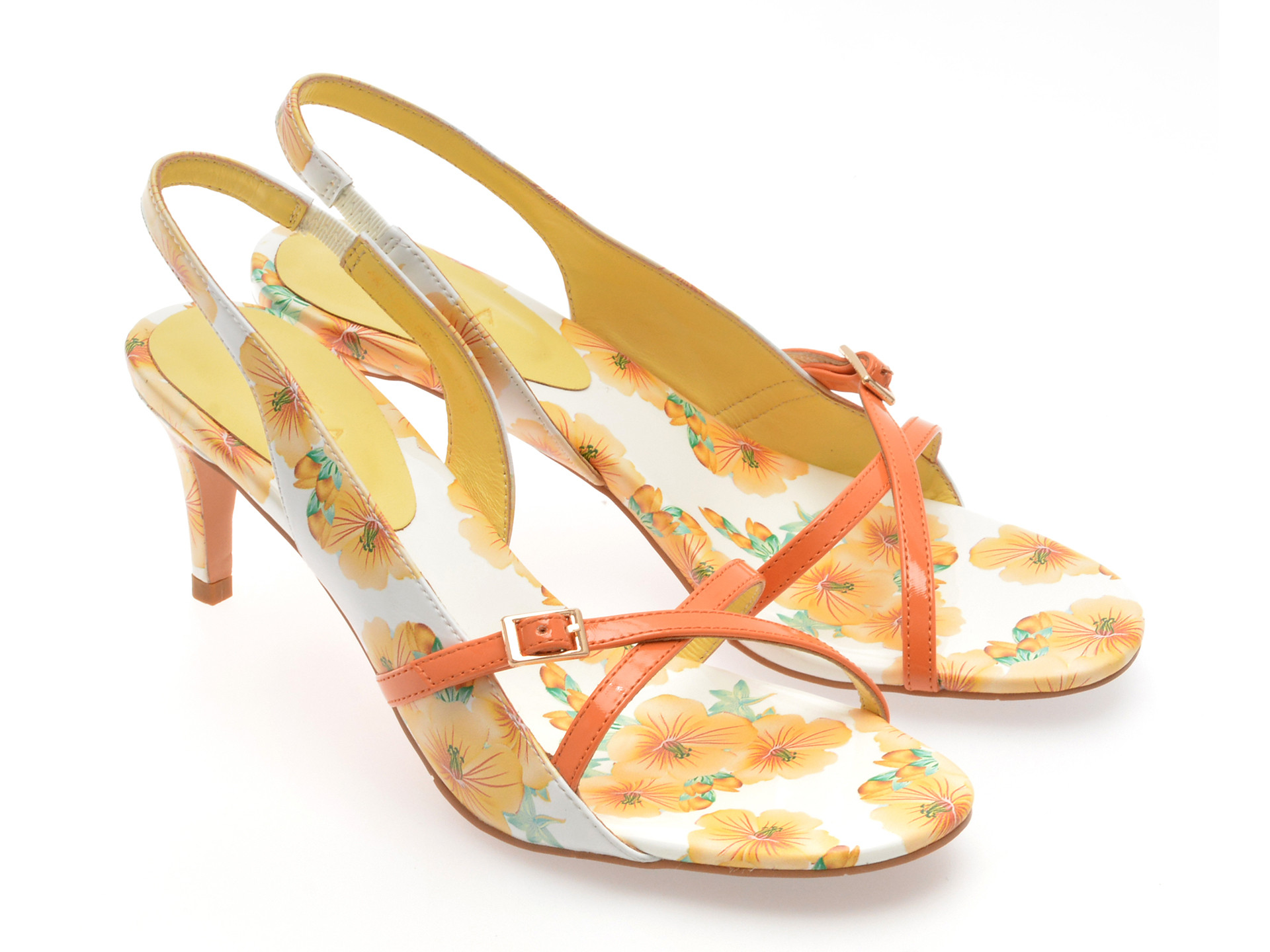 Sandale elegante epica galbene eb629 din piele naturala