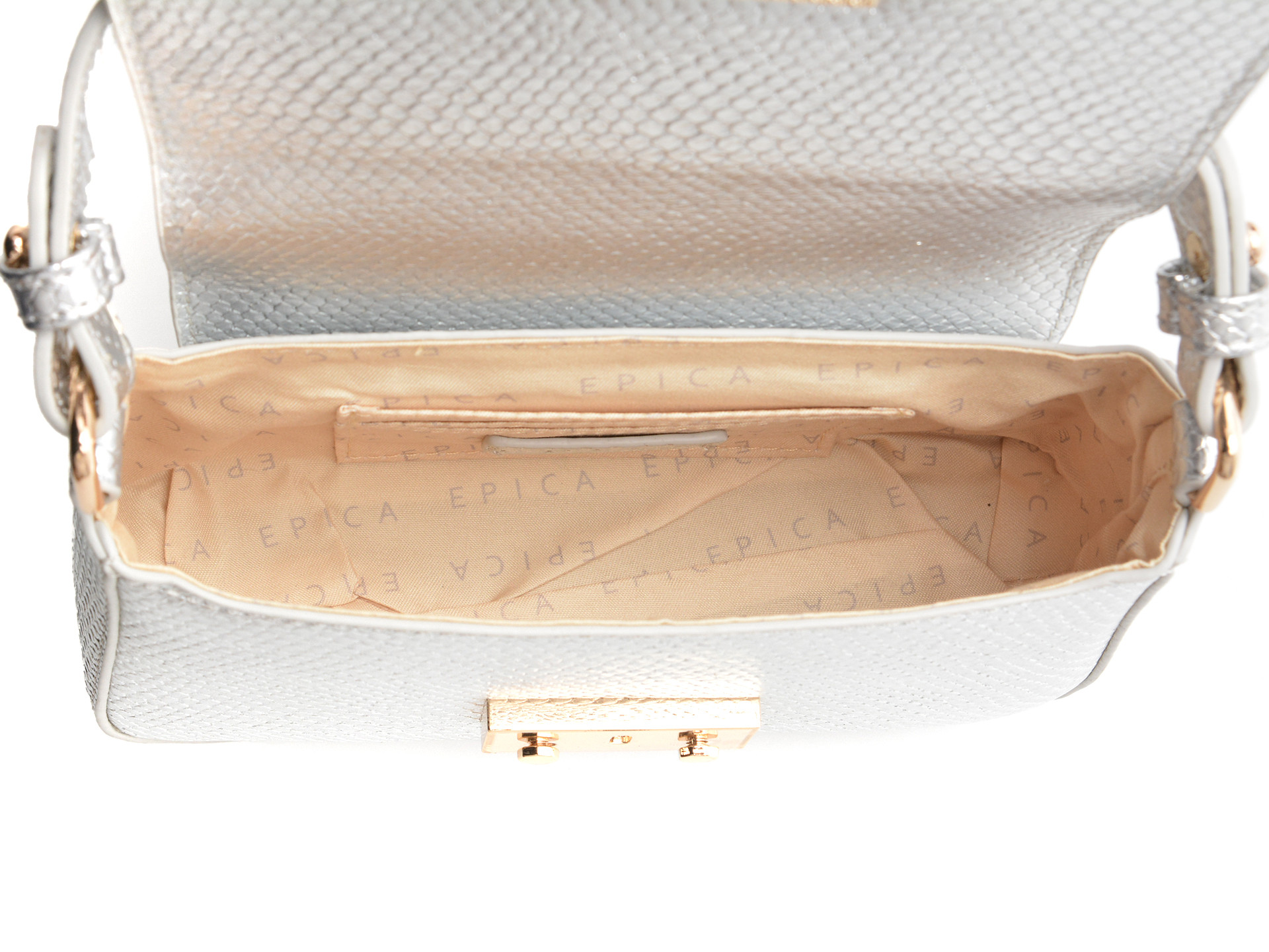 Geanta EPICA argintie, HSY66, din piele ecologica