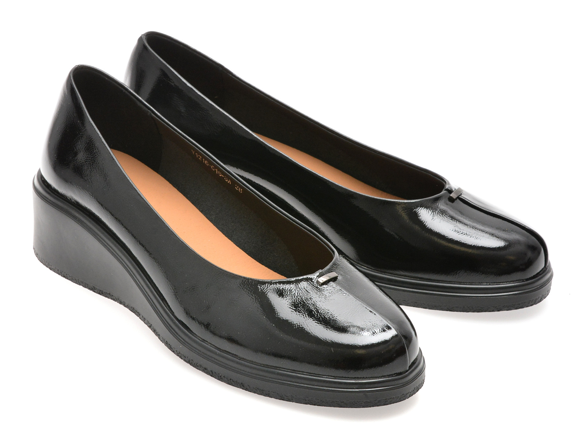 Balerini EPICA negri, 1216G16, din piele naturala lacuita