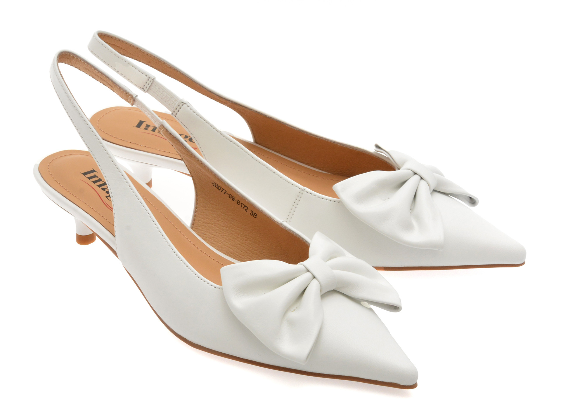 Pantofi eleganti IMAGE albi, 4H077, din piele naturala