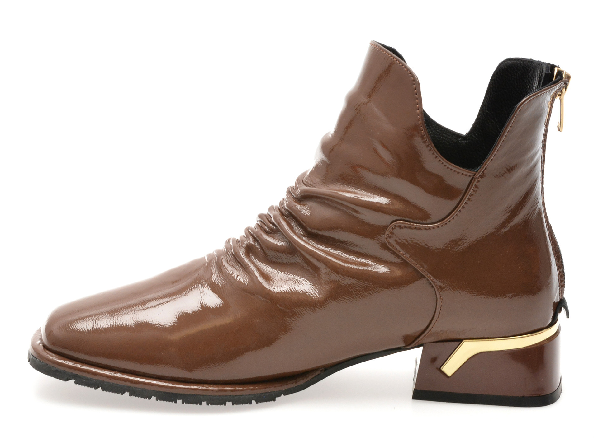 Ghete EPICA maro, 531227, din piele naturala lacuita