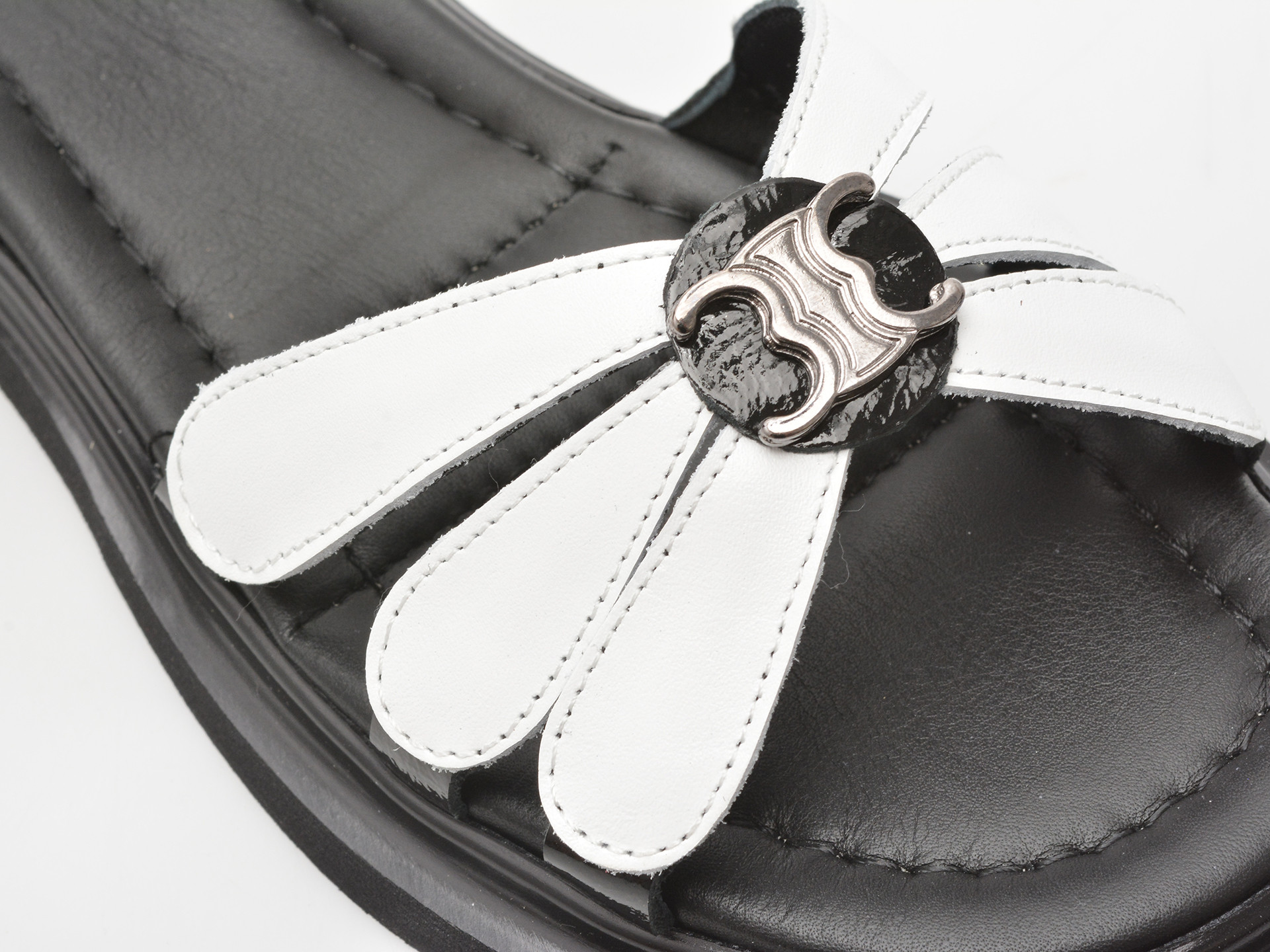 Sandale EPICA alb-negru, 341125, din piele naturala