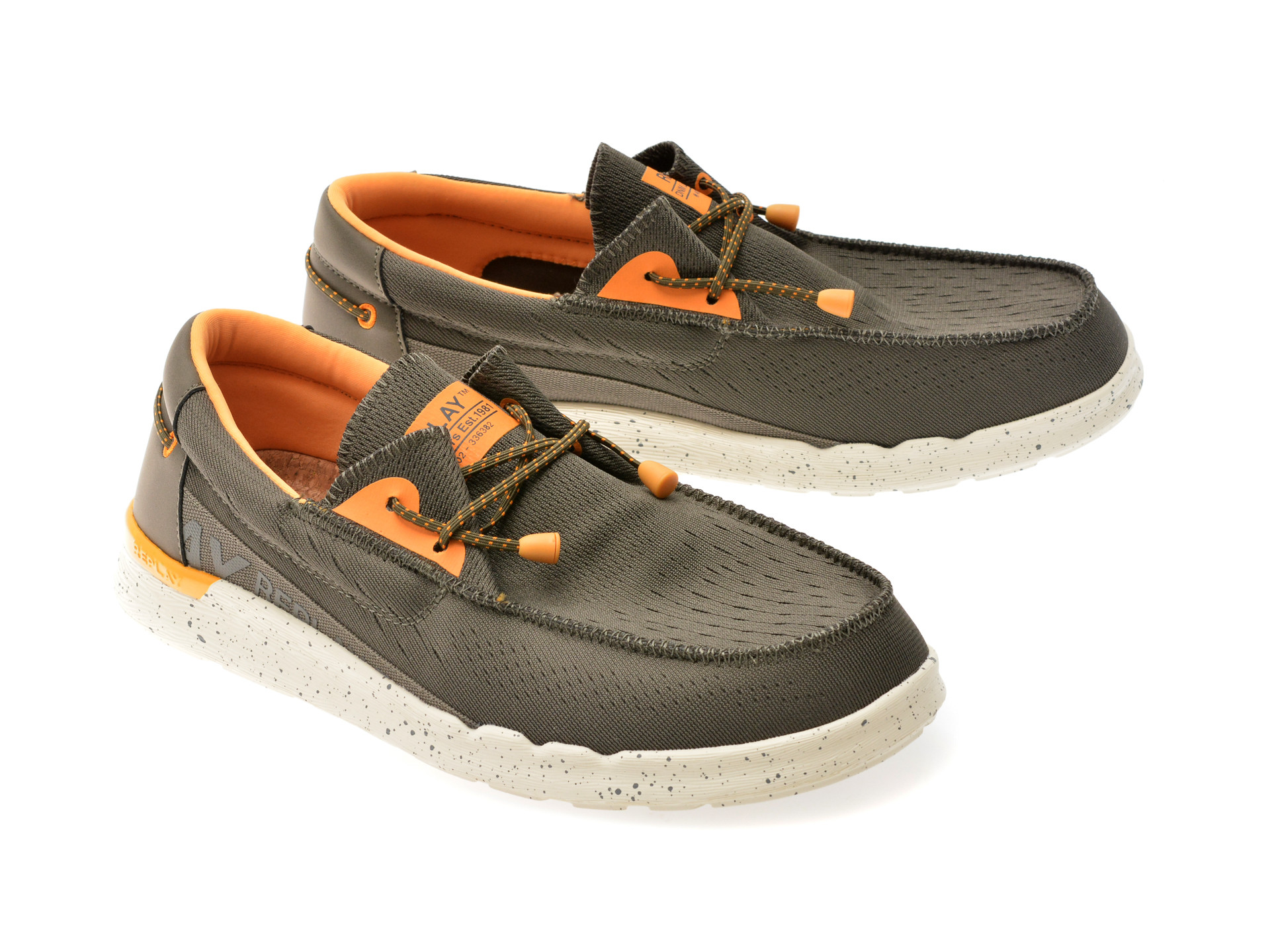 Mocasini REPLAY kaki, MM1110T, din material textil