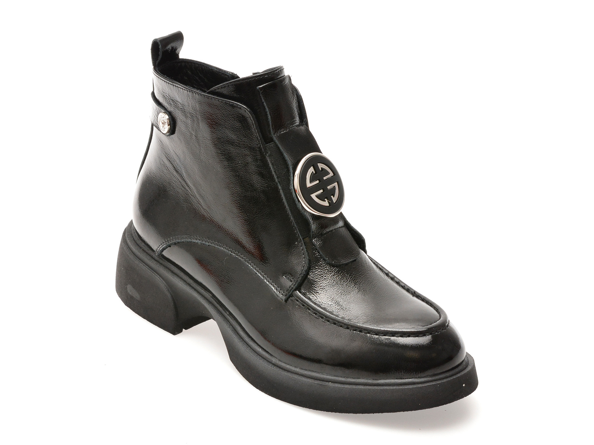 Ghete IMAGE negre, 3695030, din piele naturala lacuita