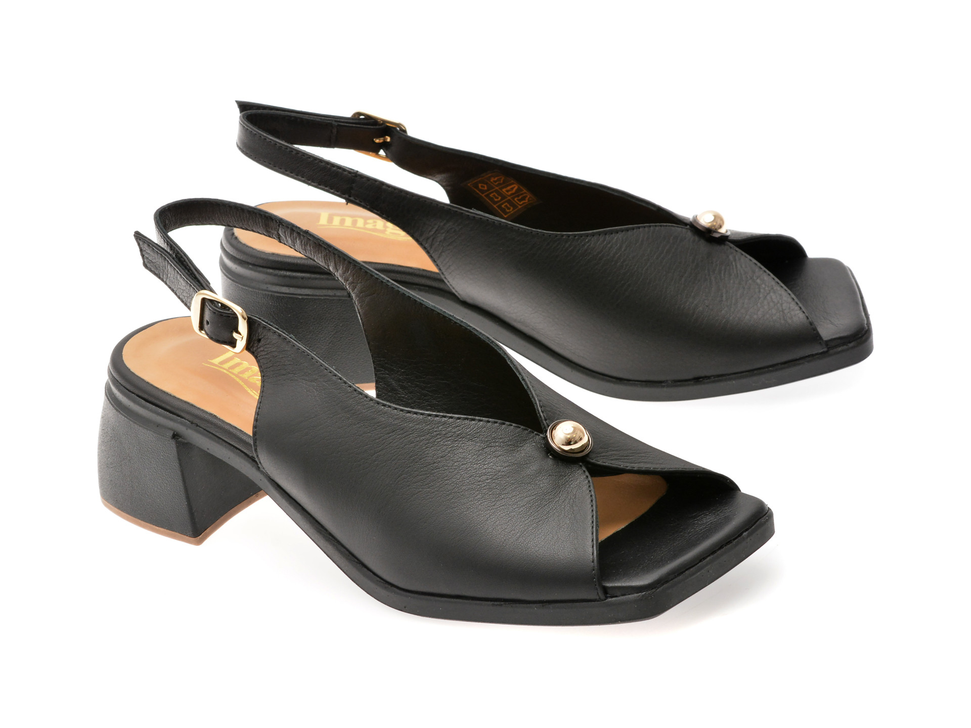 Sandale IMAGE negre, 4493603, din piele naturala