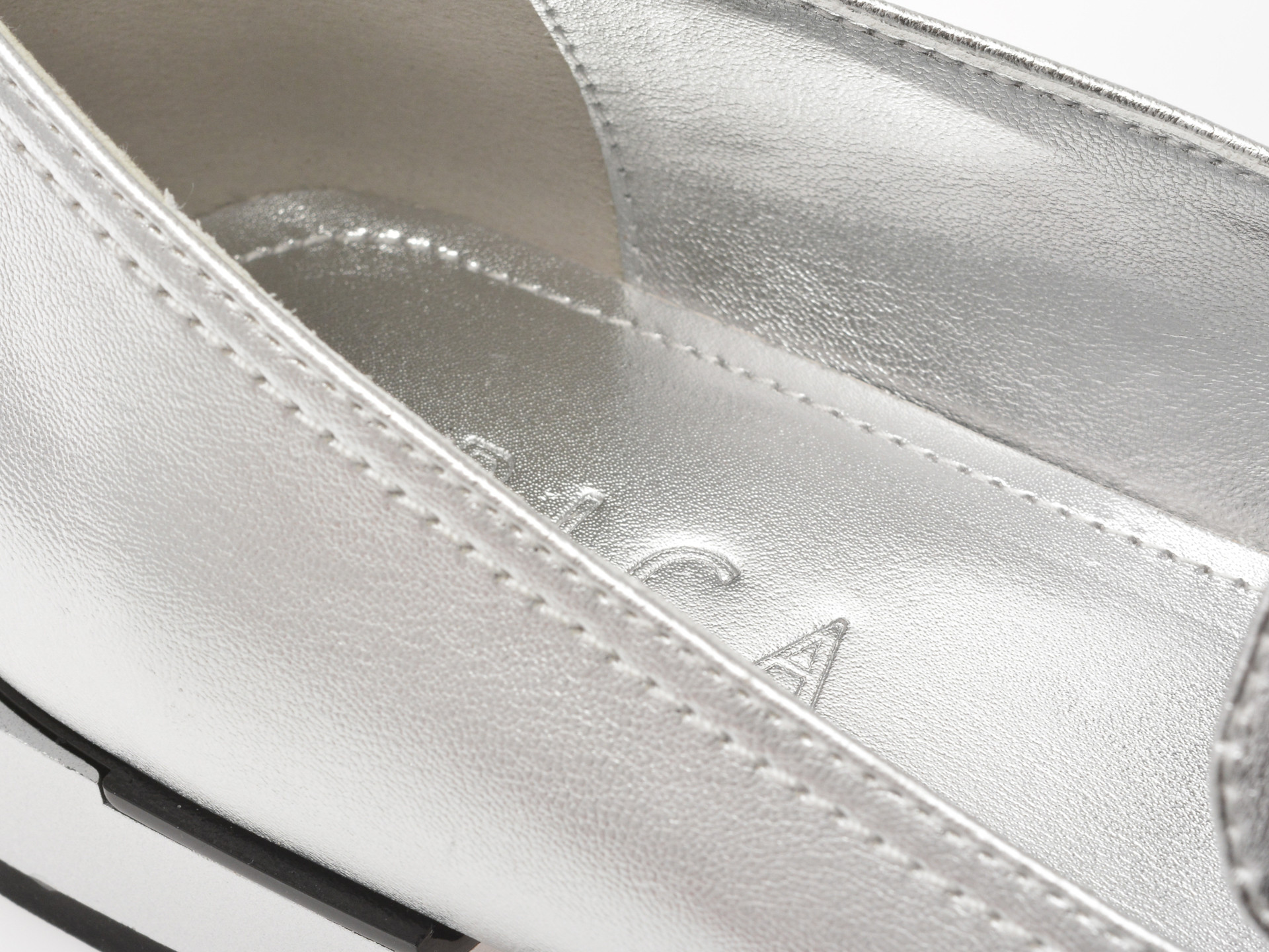 Mocasini EPICA argintii, H138, din piele naturala