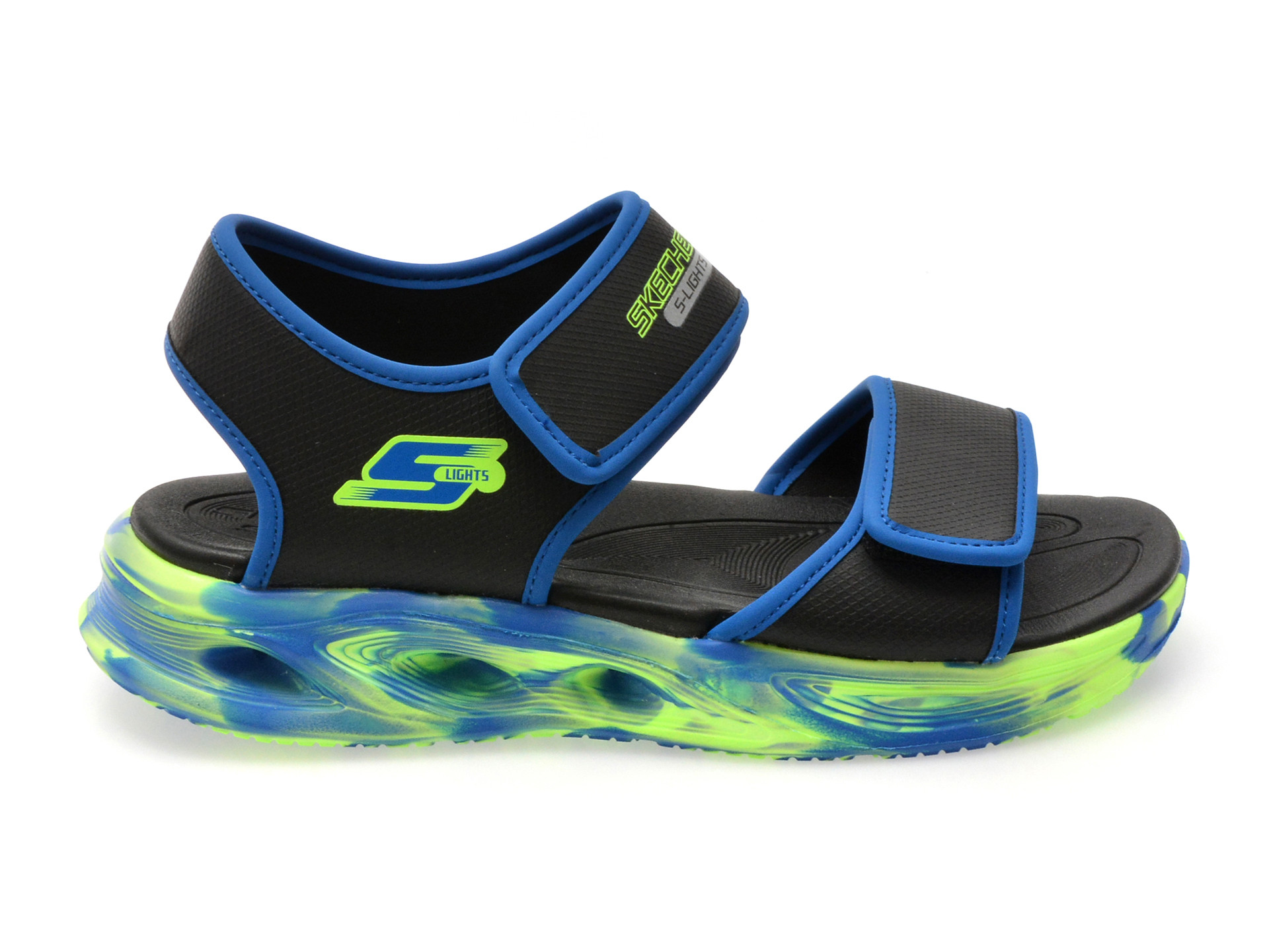 Sandale SKECHERS negre, SOLA GLOW SANDAL, din piele ecologica