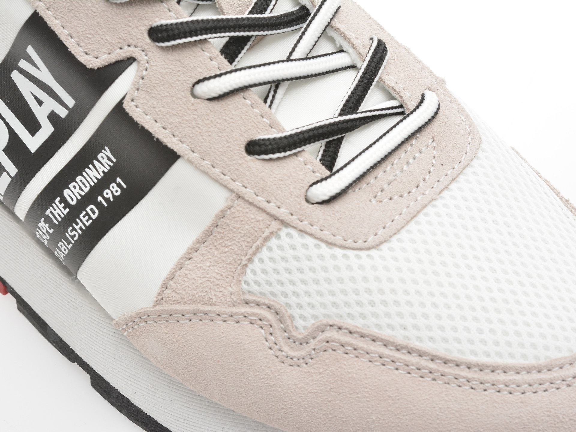 Pantofi sport REPLAY alb-negru, GMS68, din material textil