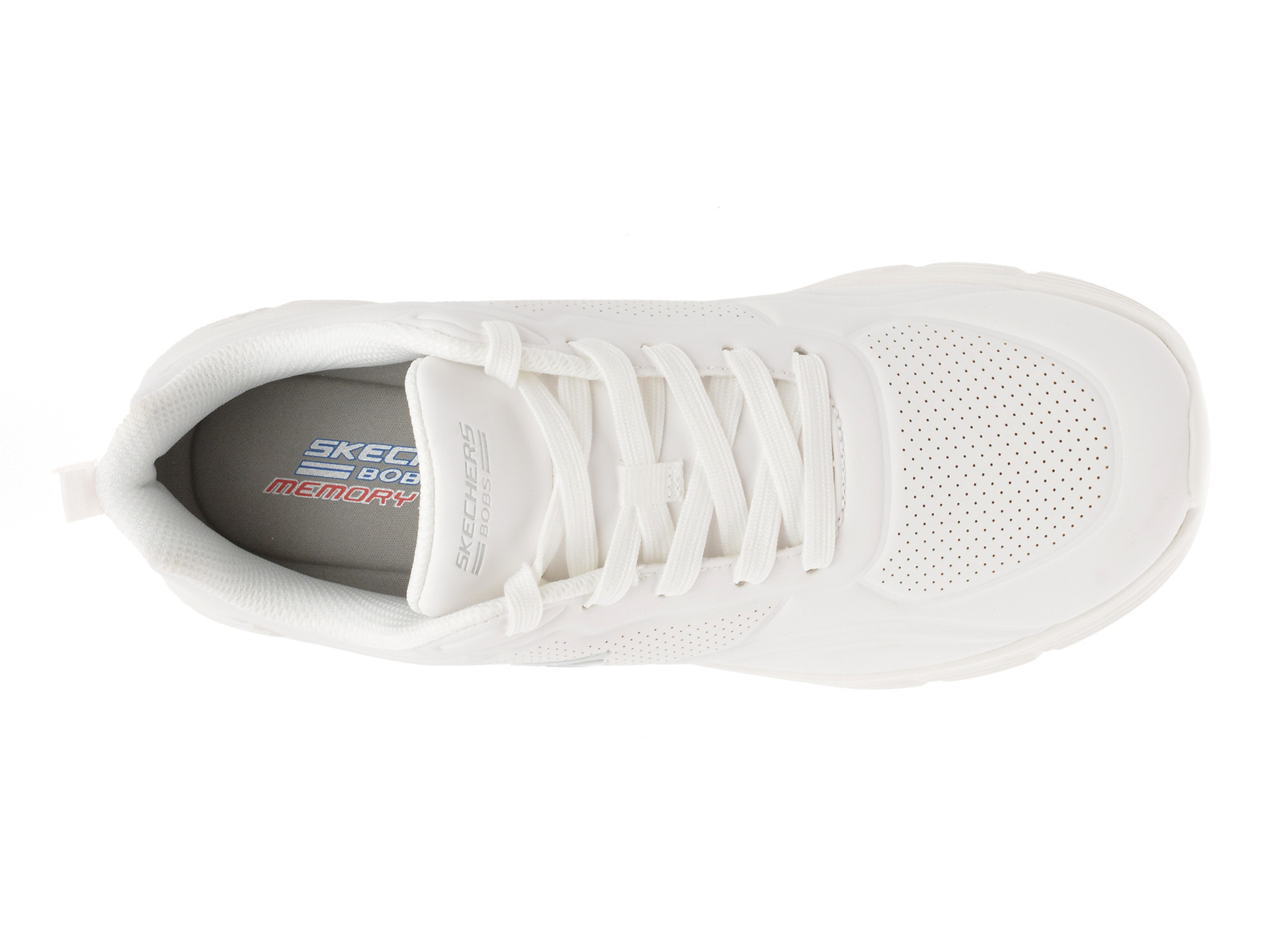 Pantofi sport SKECHERS albi, BOBS B FLEX LO, din piele ecologica
