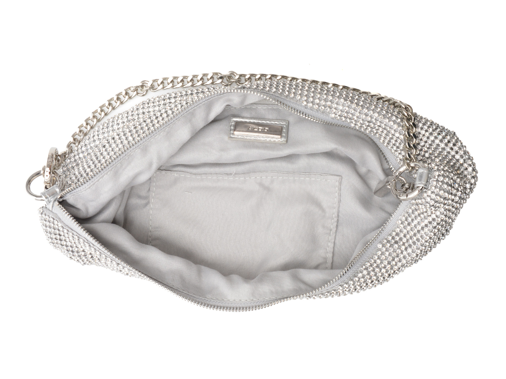 Geanta ALDO argintie, VIP READY 040, din material textil