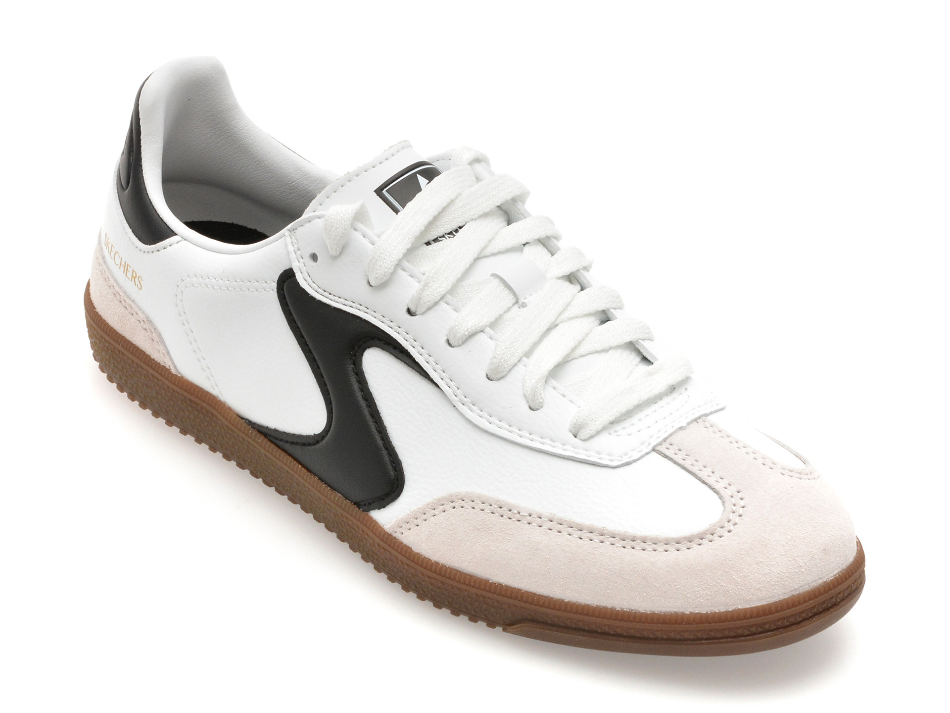 Pantofi sport SKECHERS alb-negru, HOTSHOT, din piele ecologica