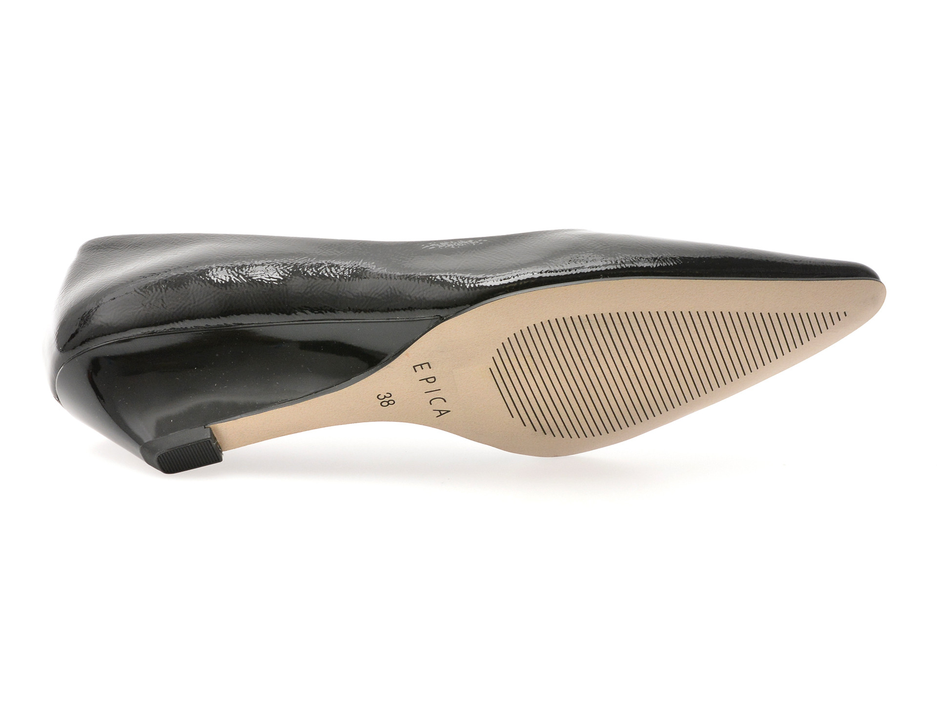 Pantofi EPICA negri, B232, din piele naturala lacuita