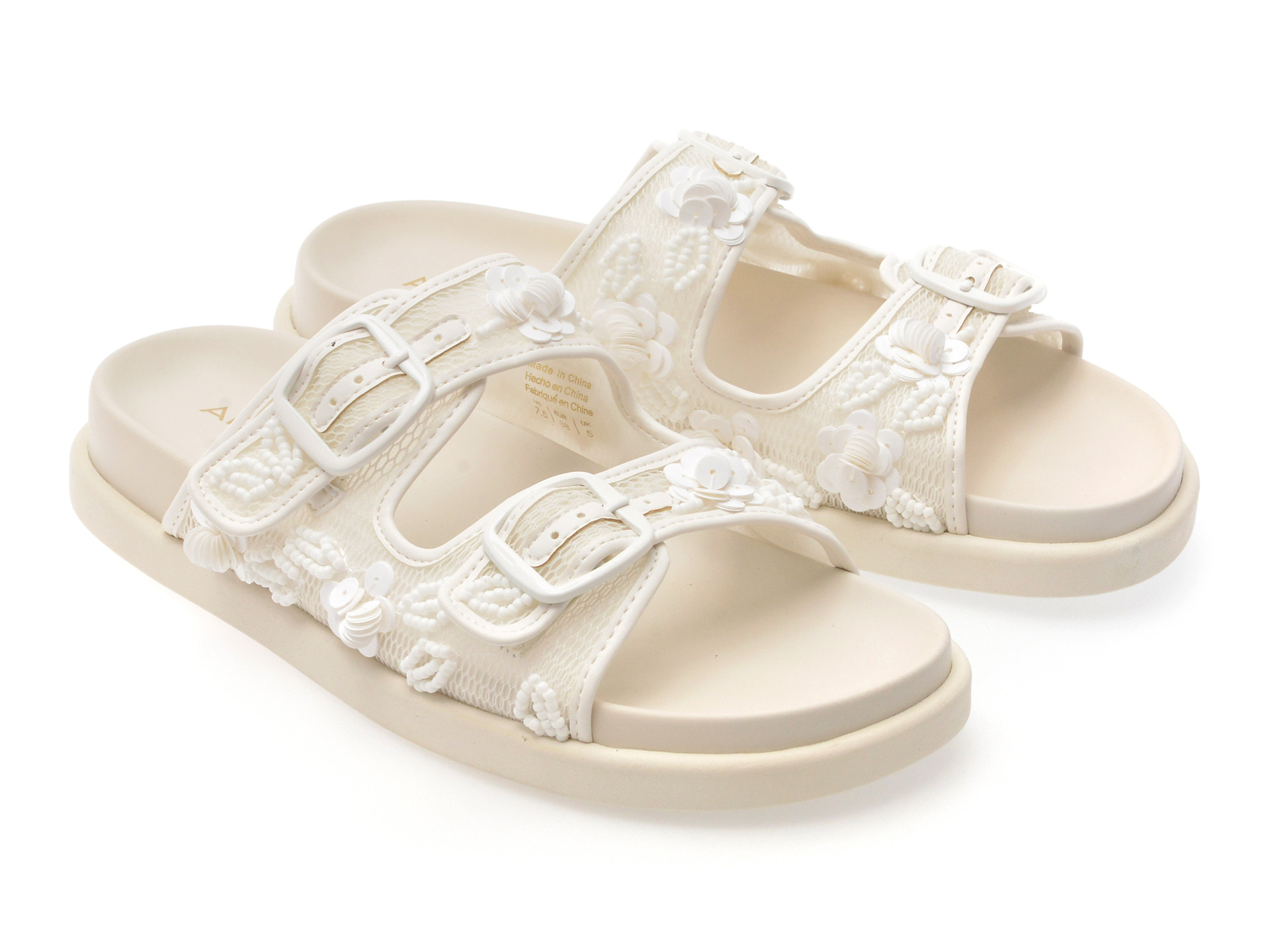 Papuci ALDO albi, DEVANASSI 121, din material textil