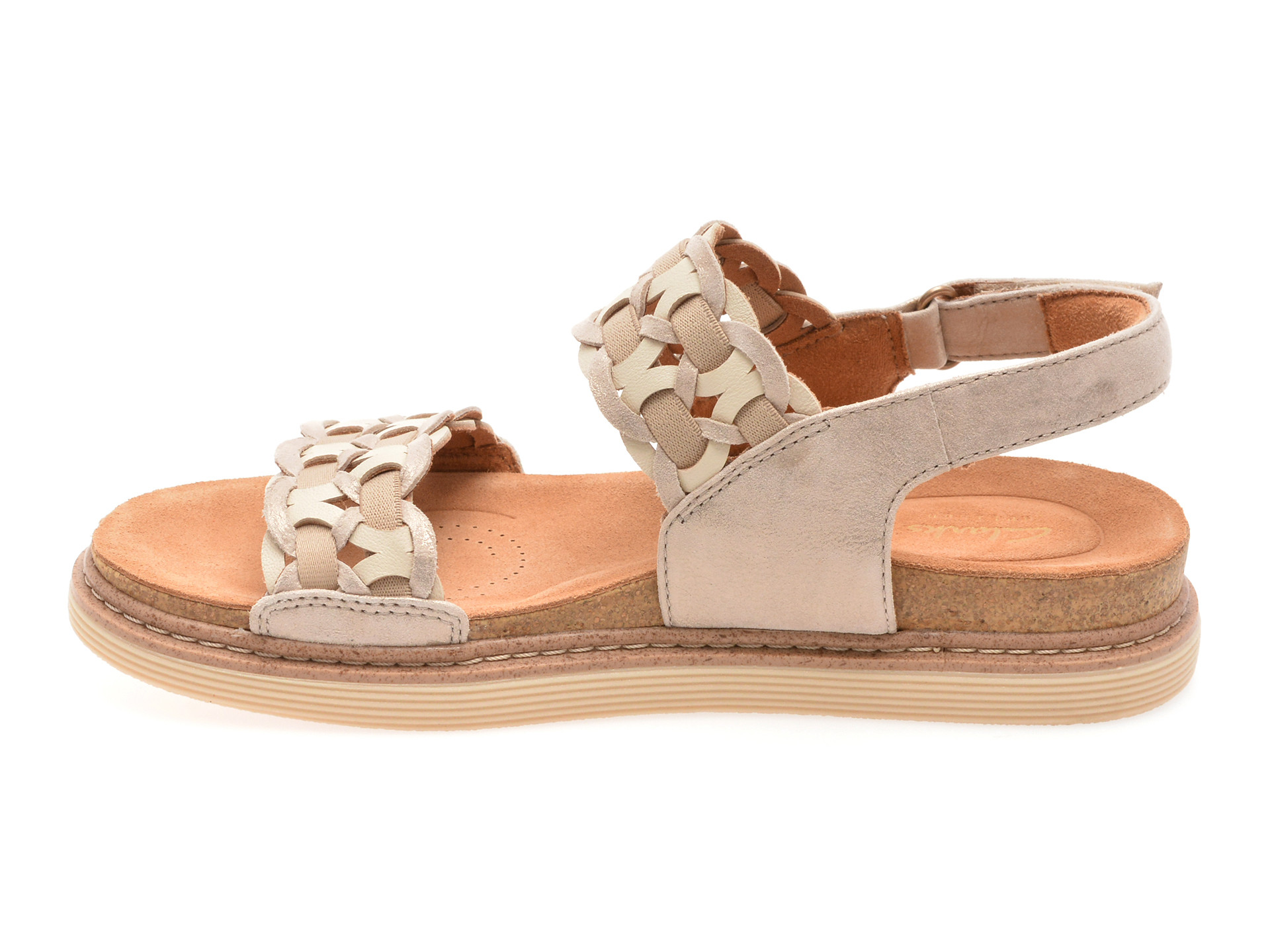 Sandale CLARKS argintii, ARWELL GLIDE, din piele naturala