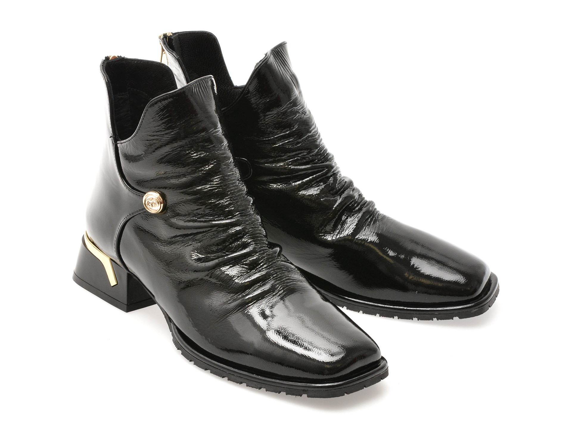 Ghete EPICA negre, 531227, din piele naturala lacuita