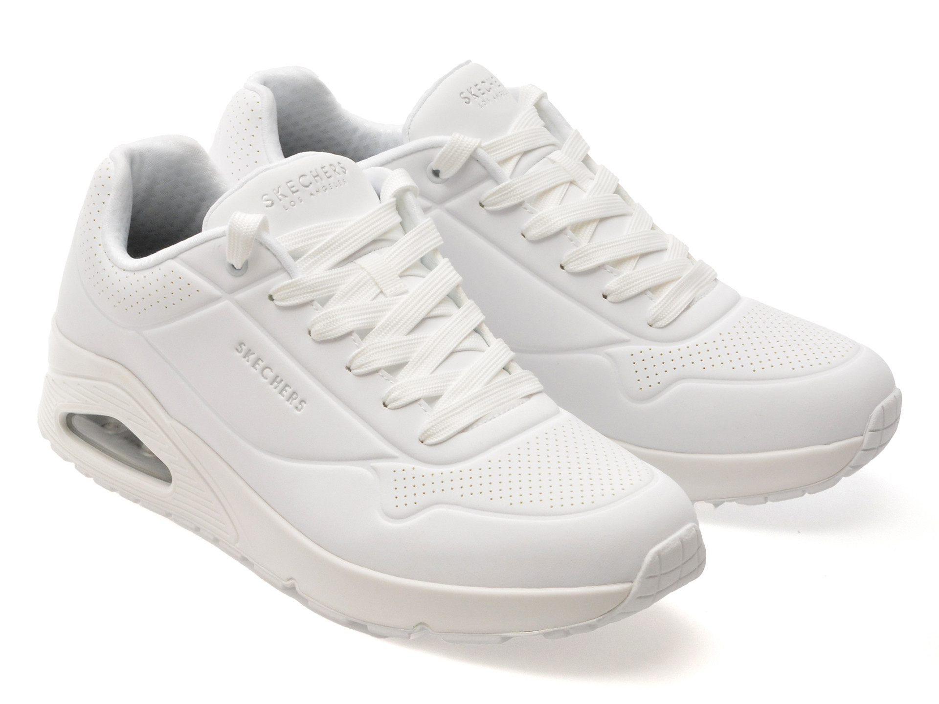 Pantofi sport SKECHERS albi, UNO, din piele ecologica