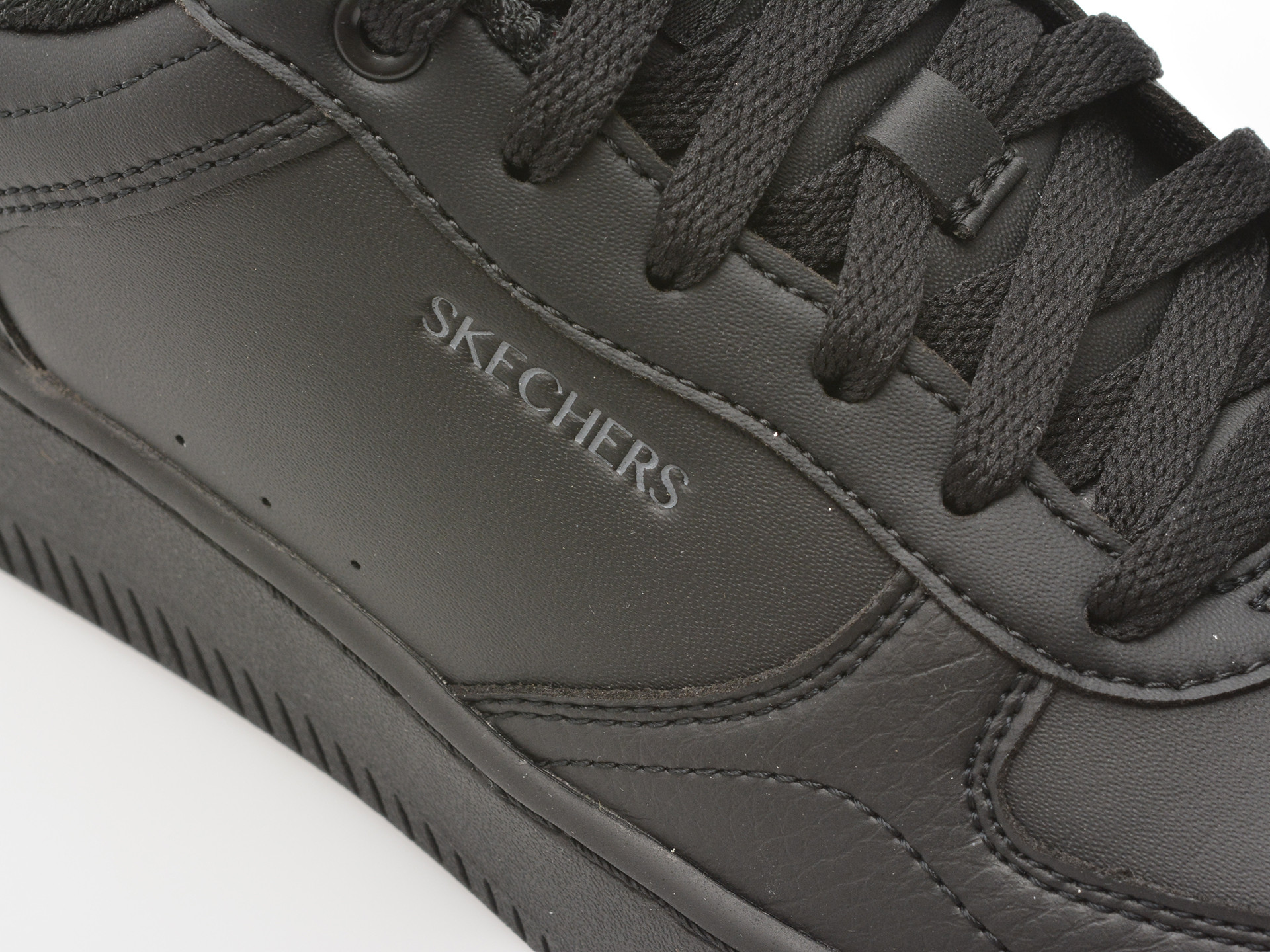 Pantofi sport SKECHERS negri, SPORT COURT 2.0, din piele ecologica