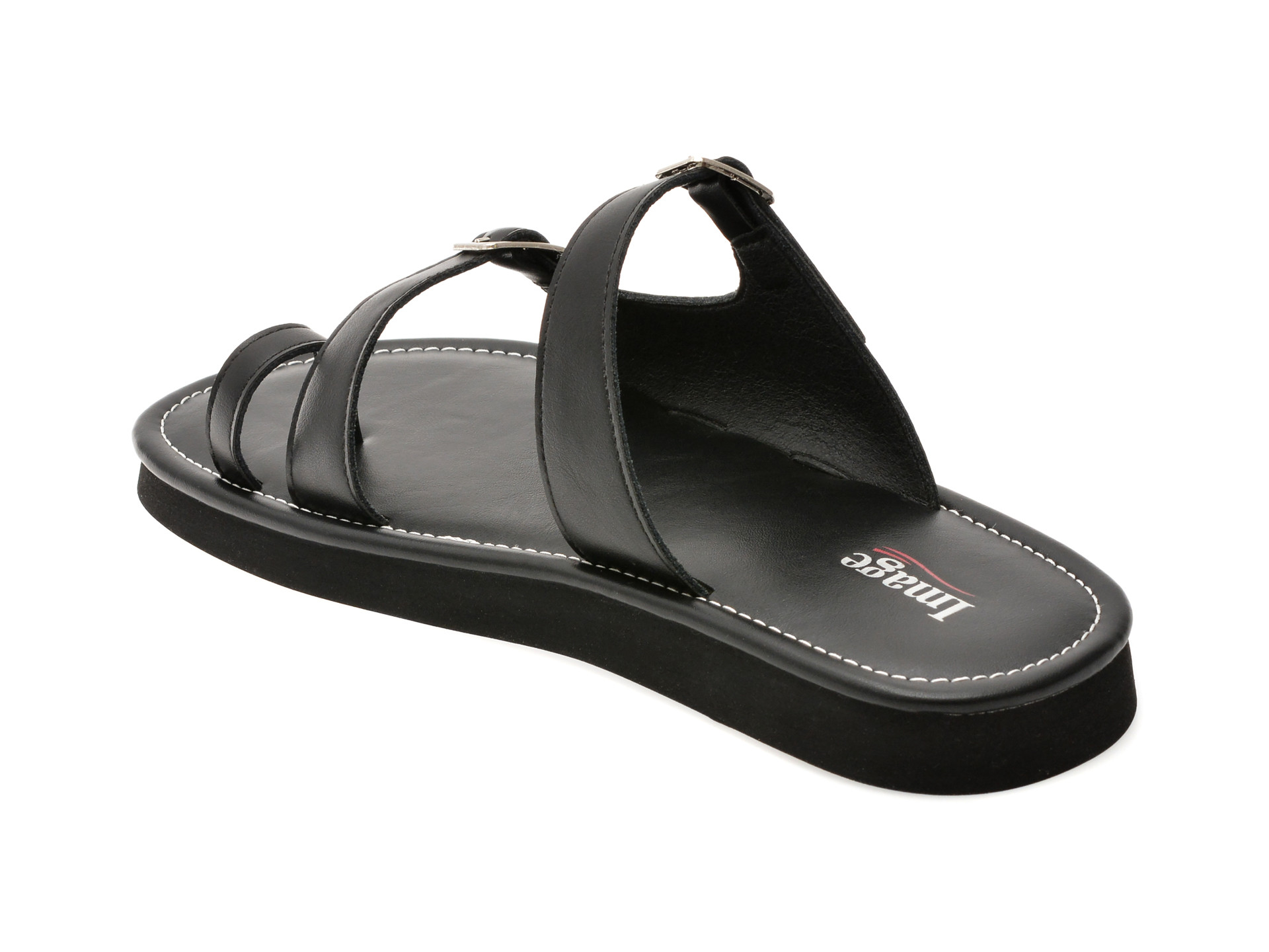 Papuci IMAGE negri, 201511, din piele naturala