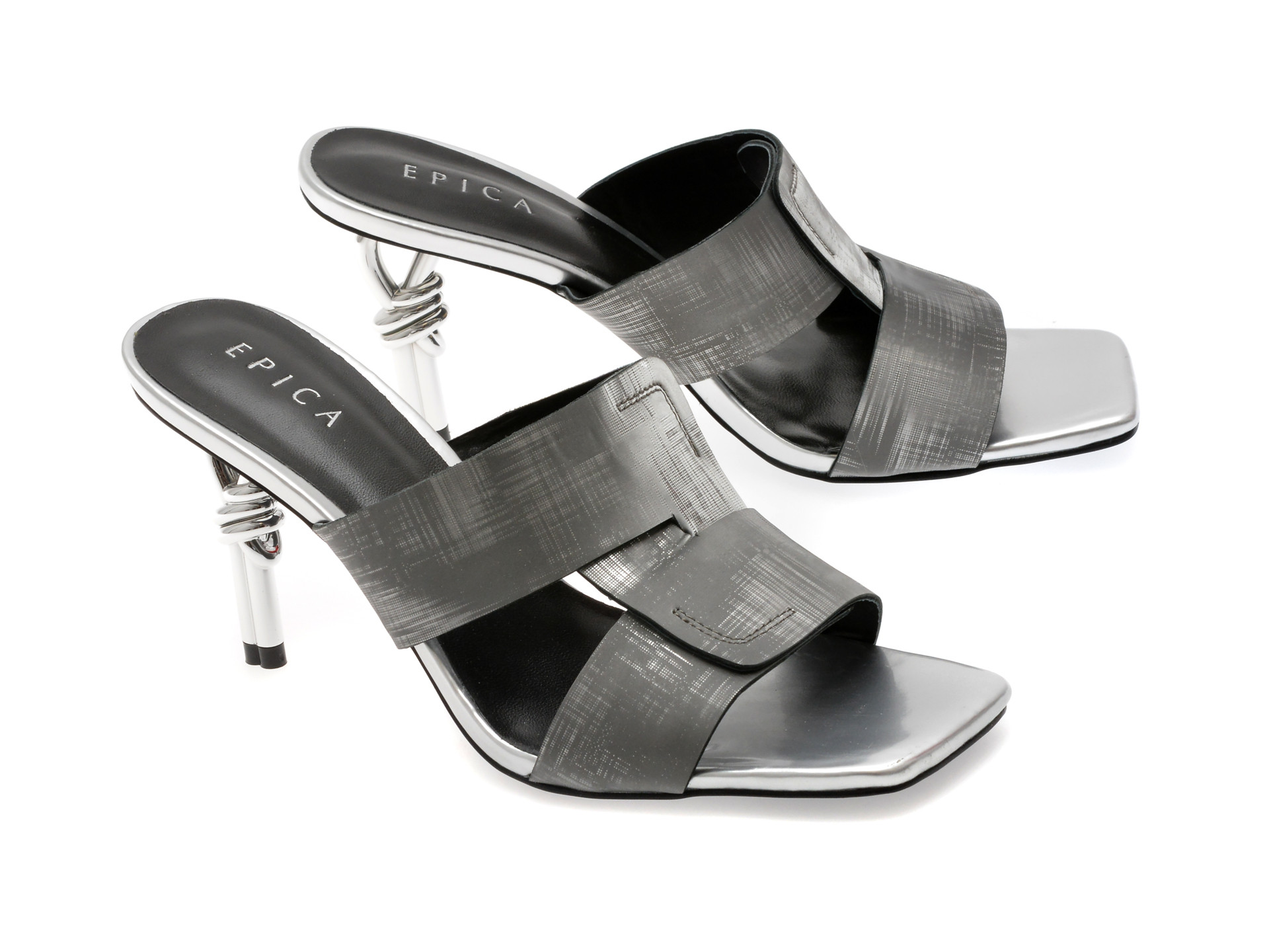 Papuci EPICA gri, 71872M7, din piele naturala