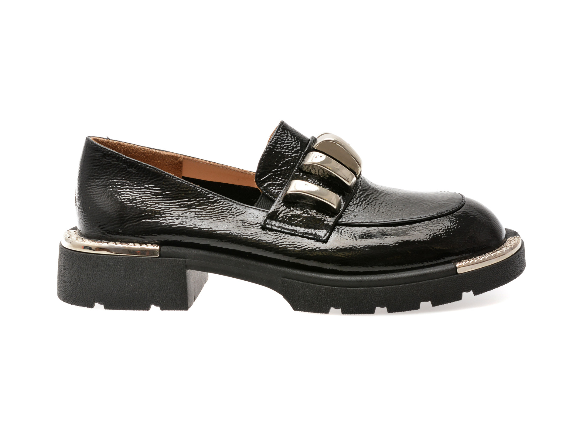 Mocasini EPICA negri, 574257, din piele naturala lacuita