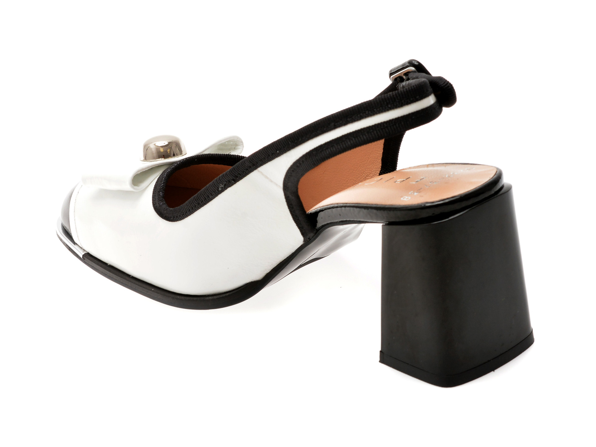 Sandale epica alb negru 6020232 din piele naturala lacuita