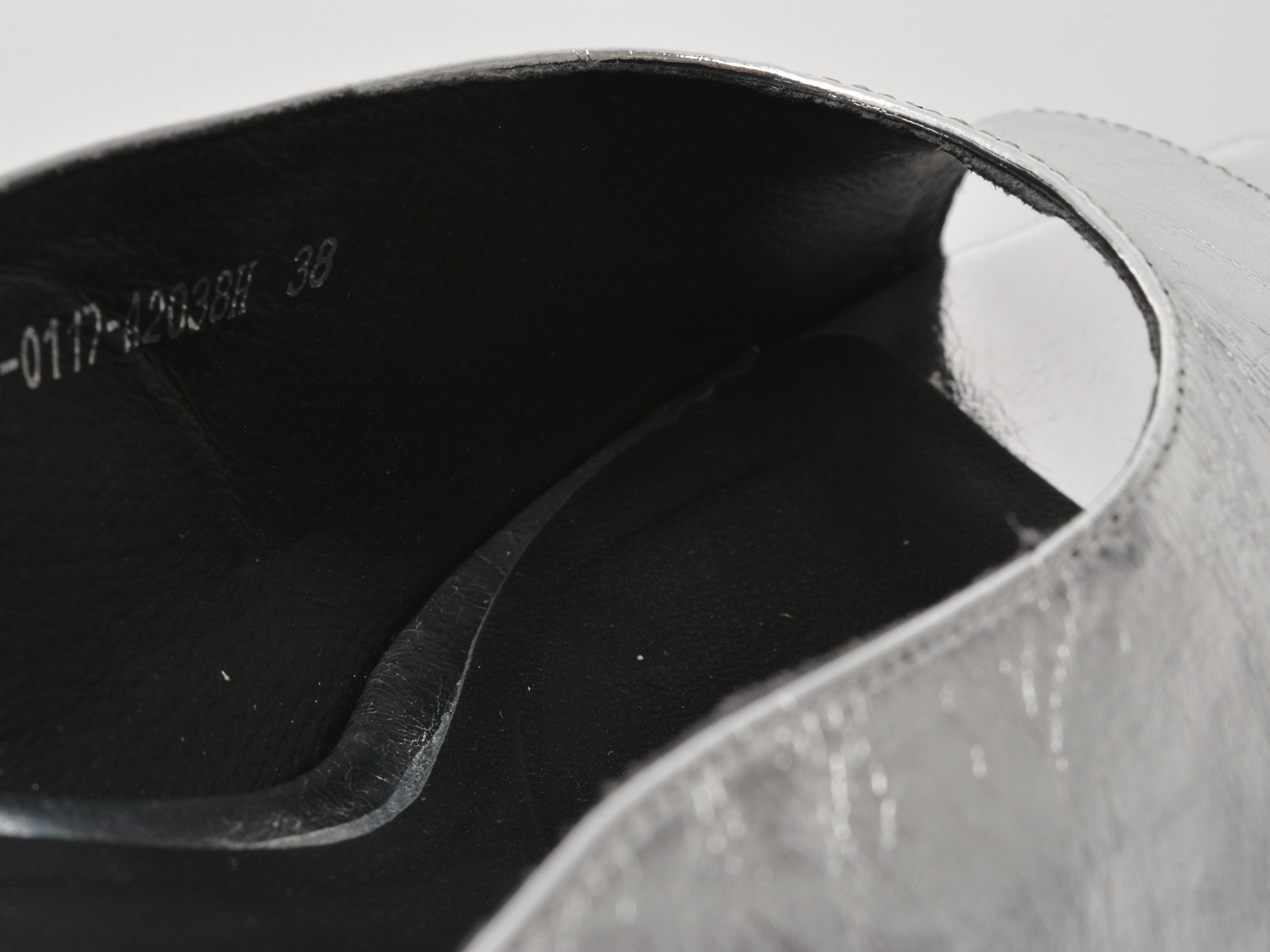 Papuci epica argintii 1f7073 din piele naturala