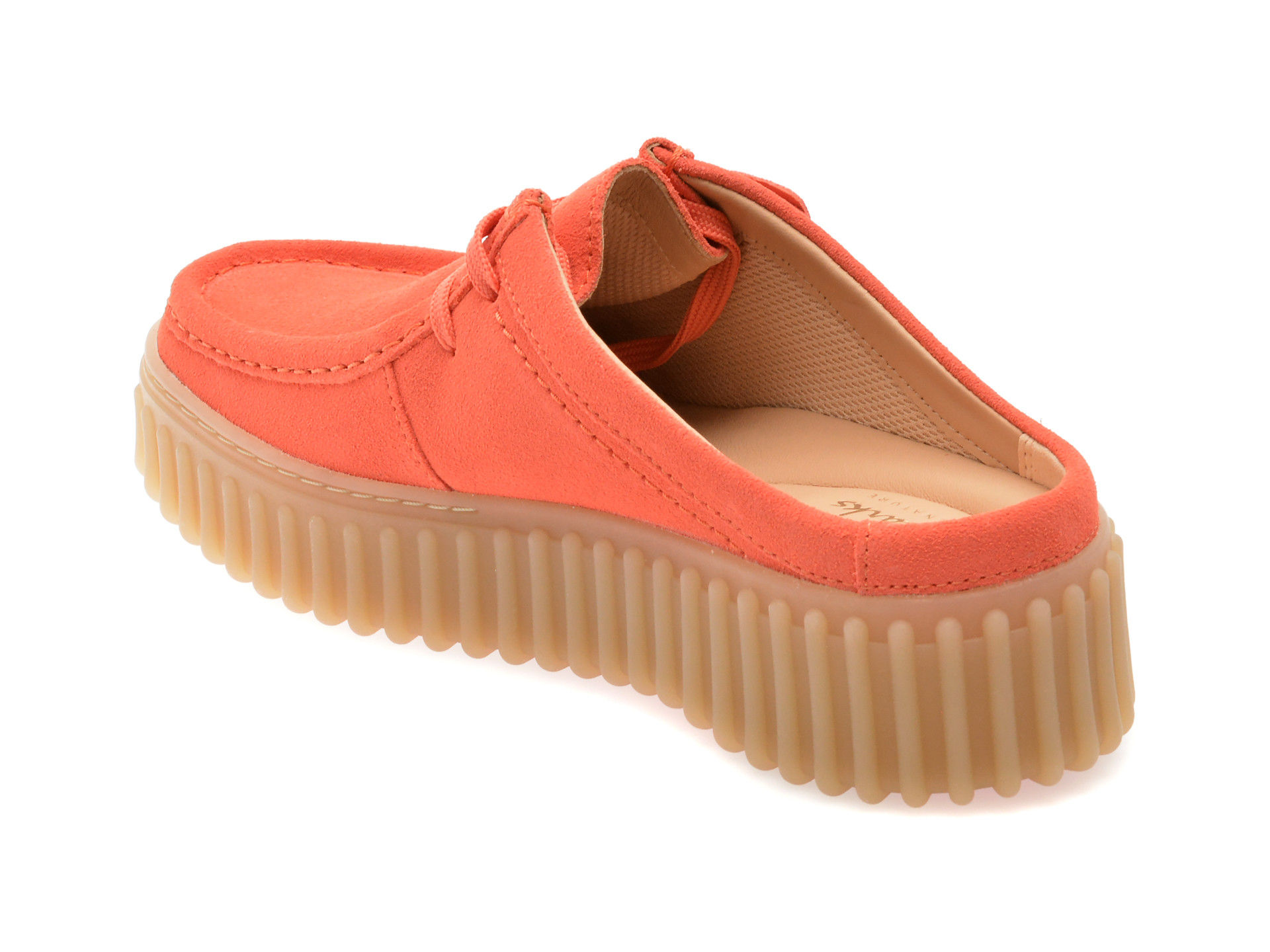 Papuci CLARKS portocalii, TORHILL MULE, din nabuc