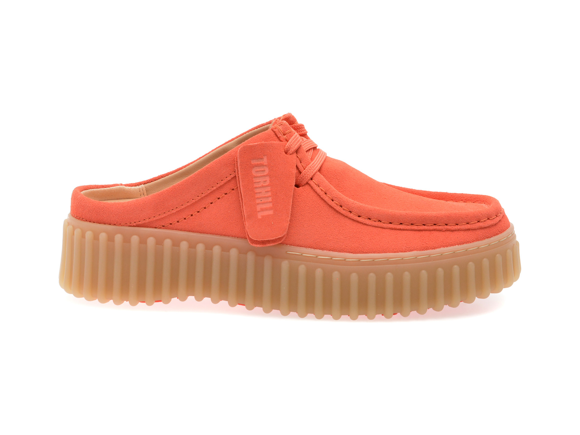 Papuci CLARKS portocalii, TORHILL MULE, din nabuc