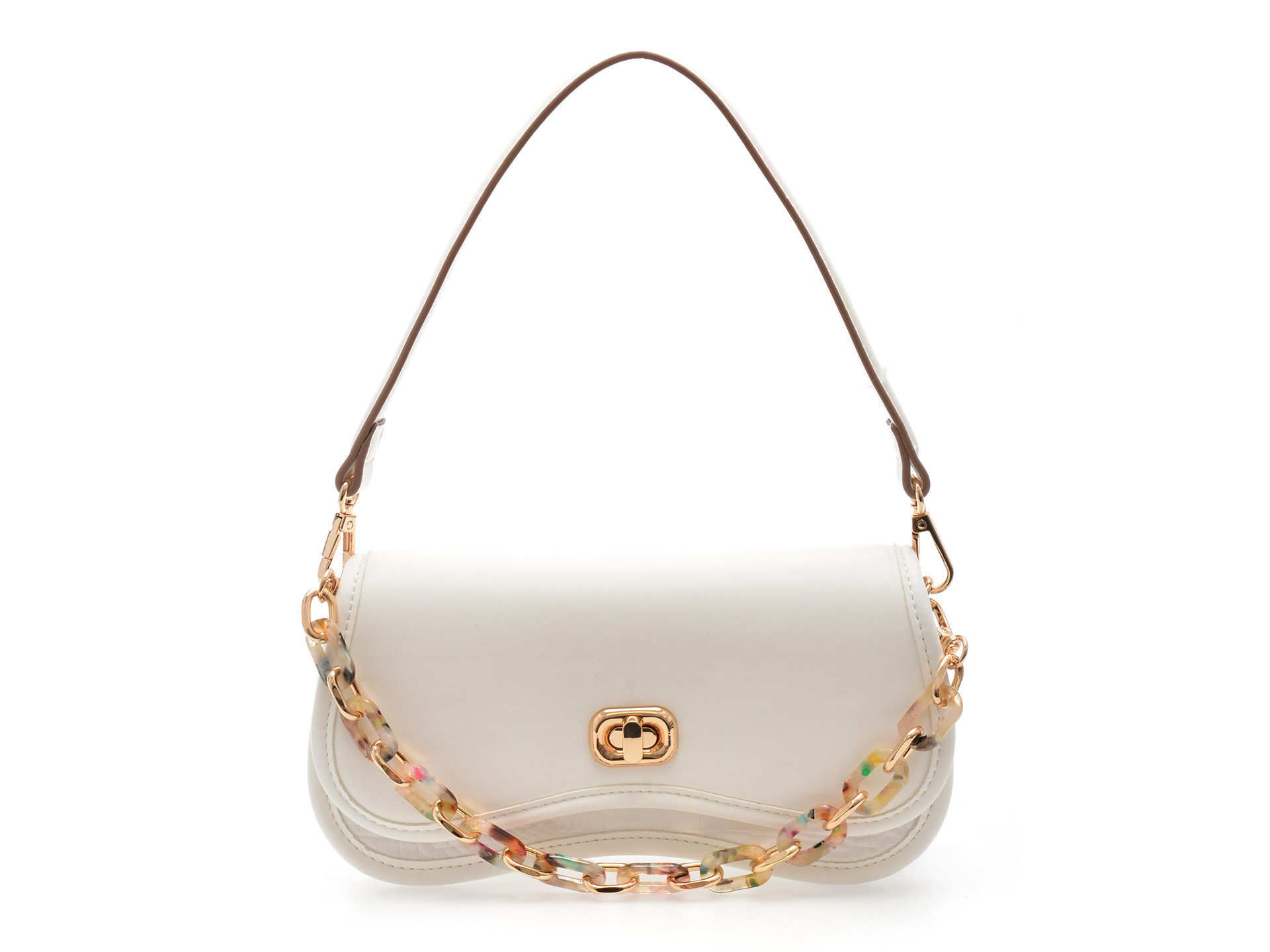 Geanta ALDO alba, CLAPPERTON 100, din piele ecologica