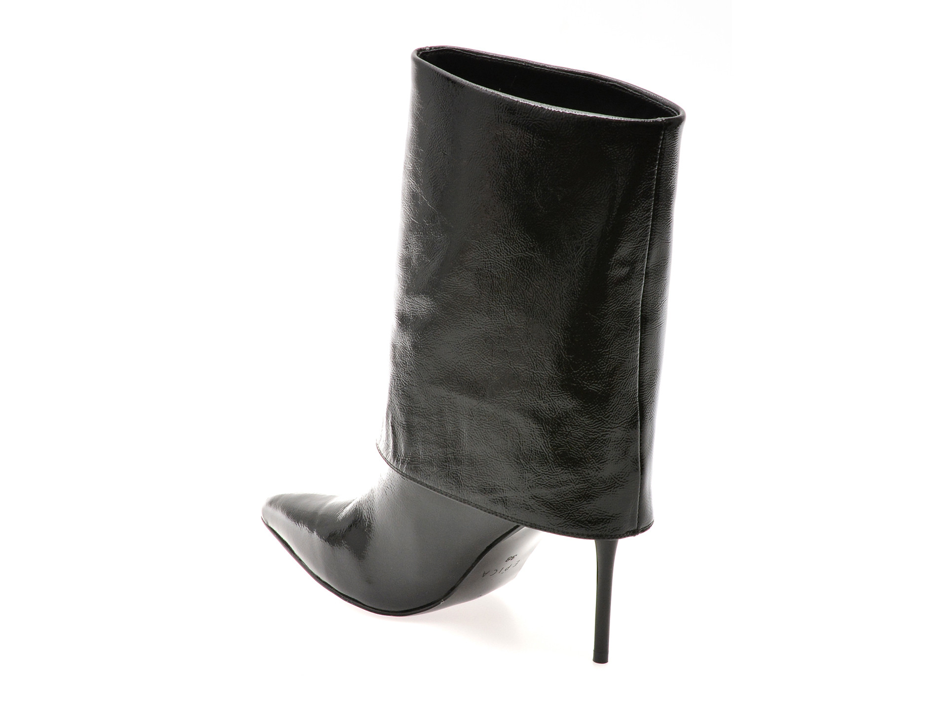 Botine elegante EPICA negre, HK44, din piele naturala lacuita