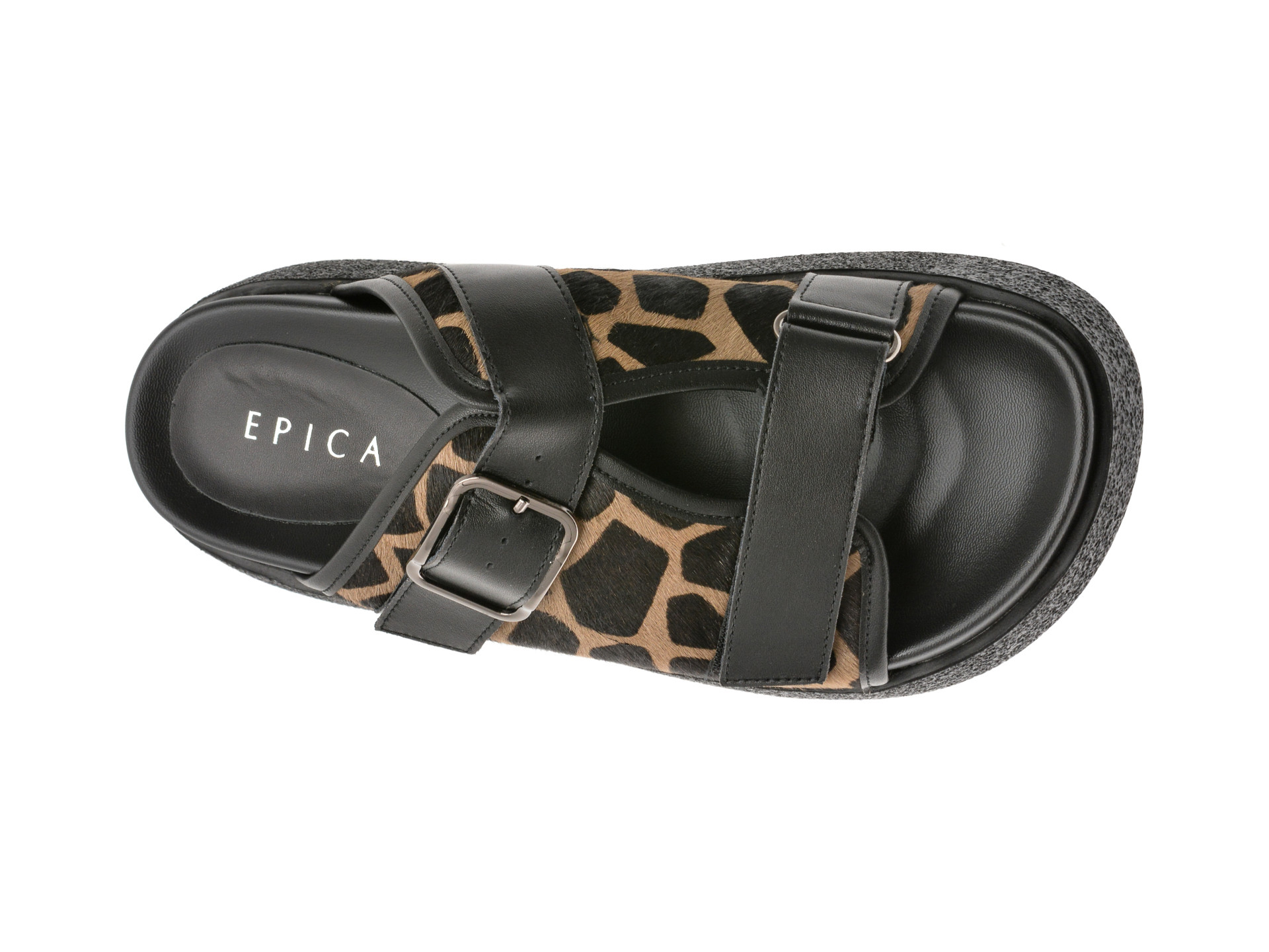 Papuci EPICA negri, 1350C20, din piele naturala