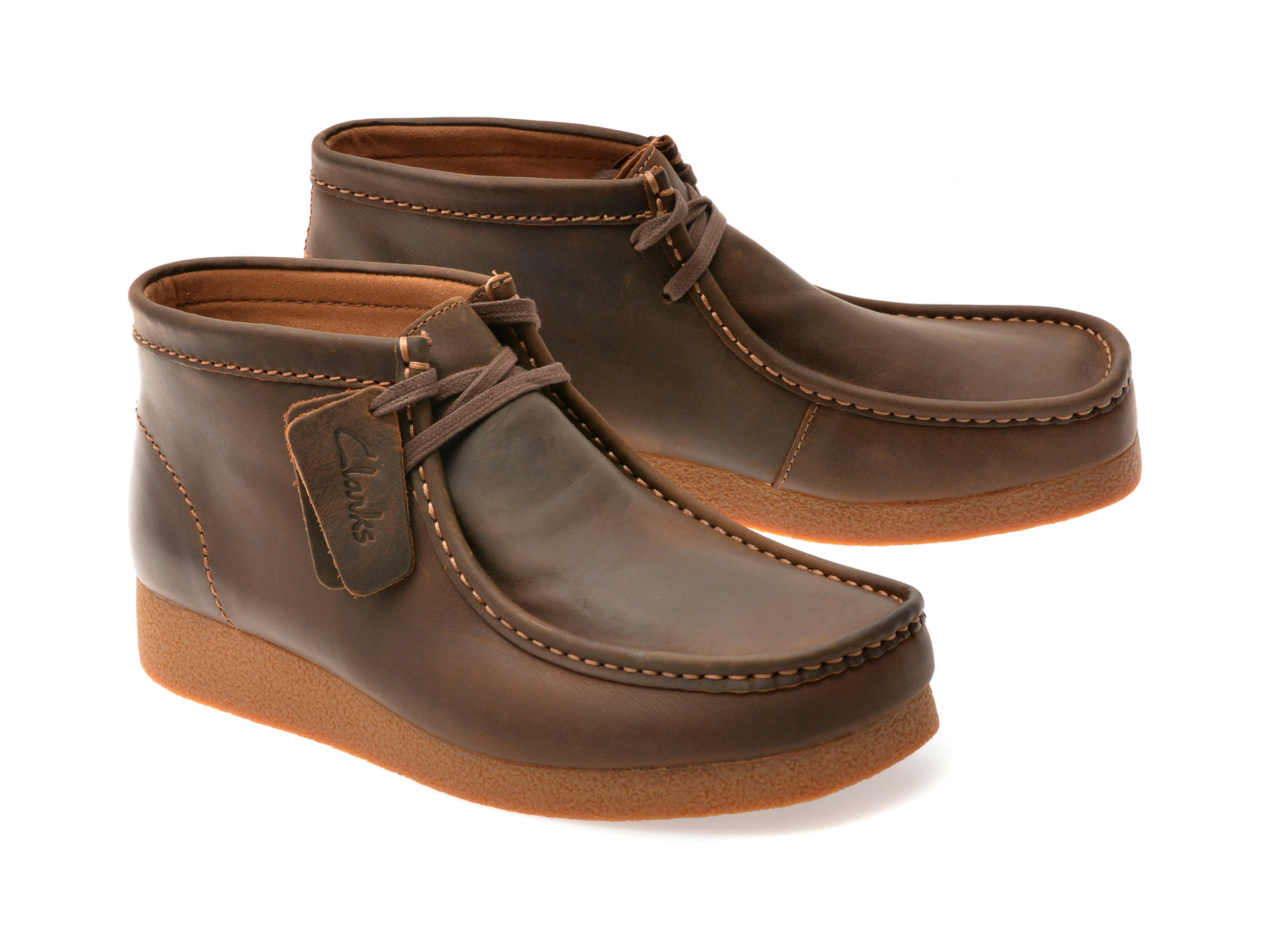 Ghete CLARKS maro, WALLABEE EVO BT, din piele naturala