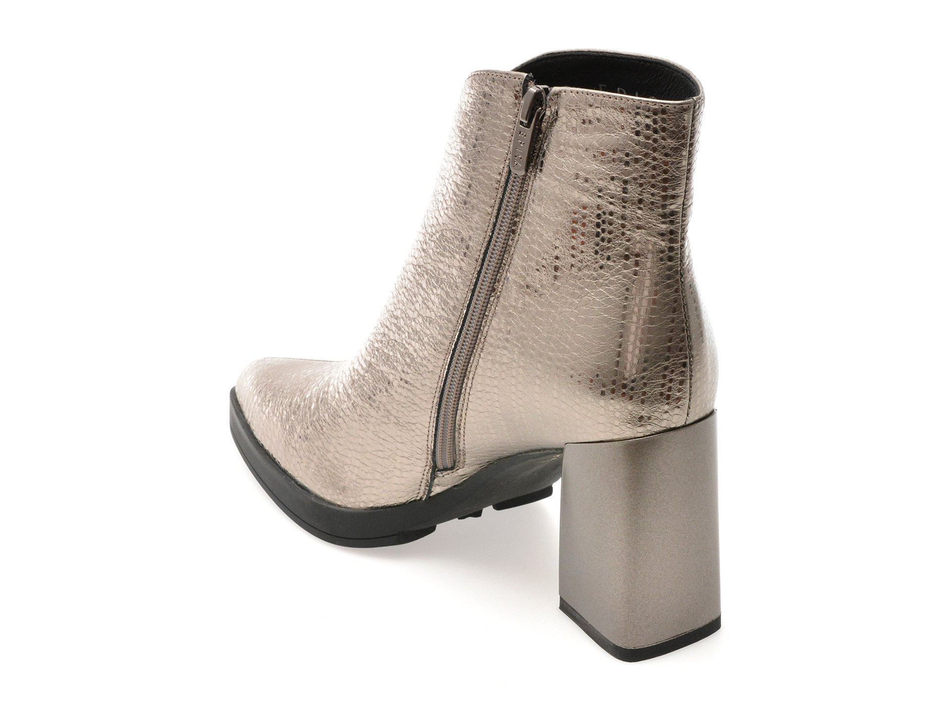 Botine elegante EPICA argintii, 2748, din piele naturala