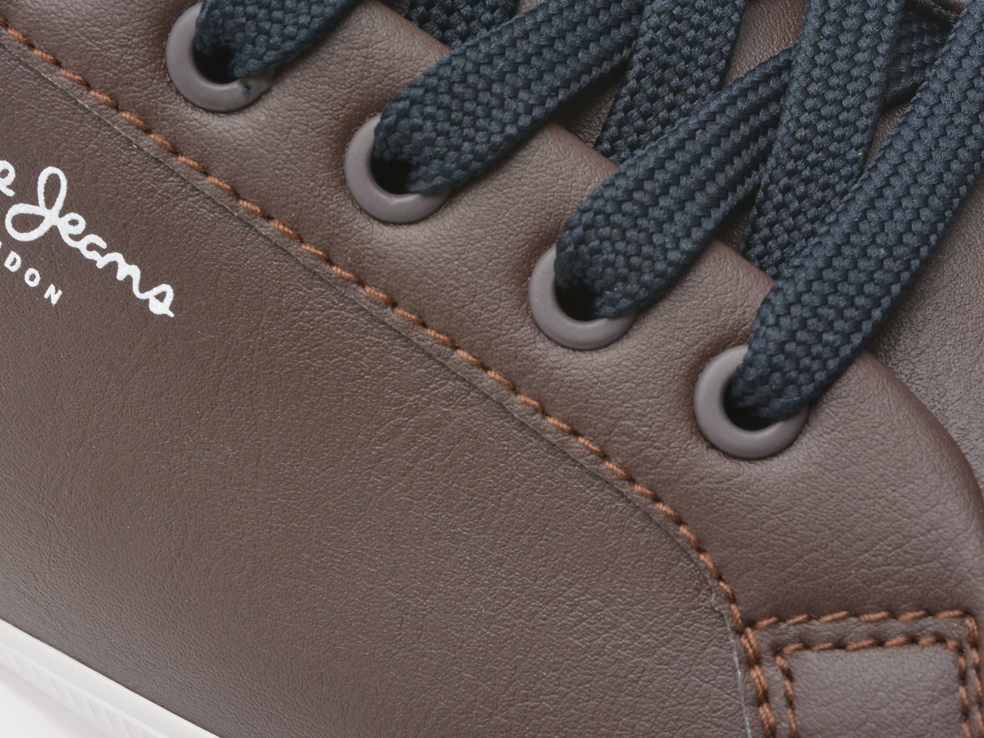 Pantofi sport PEPE JEANS maro, KENTON COURT, din piele ecologica