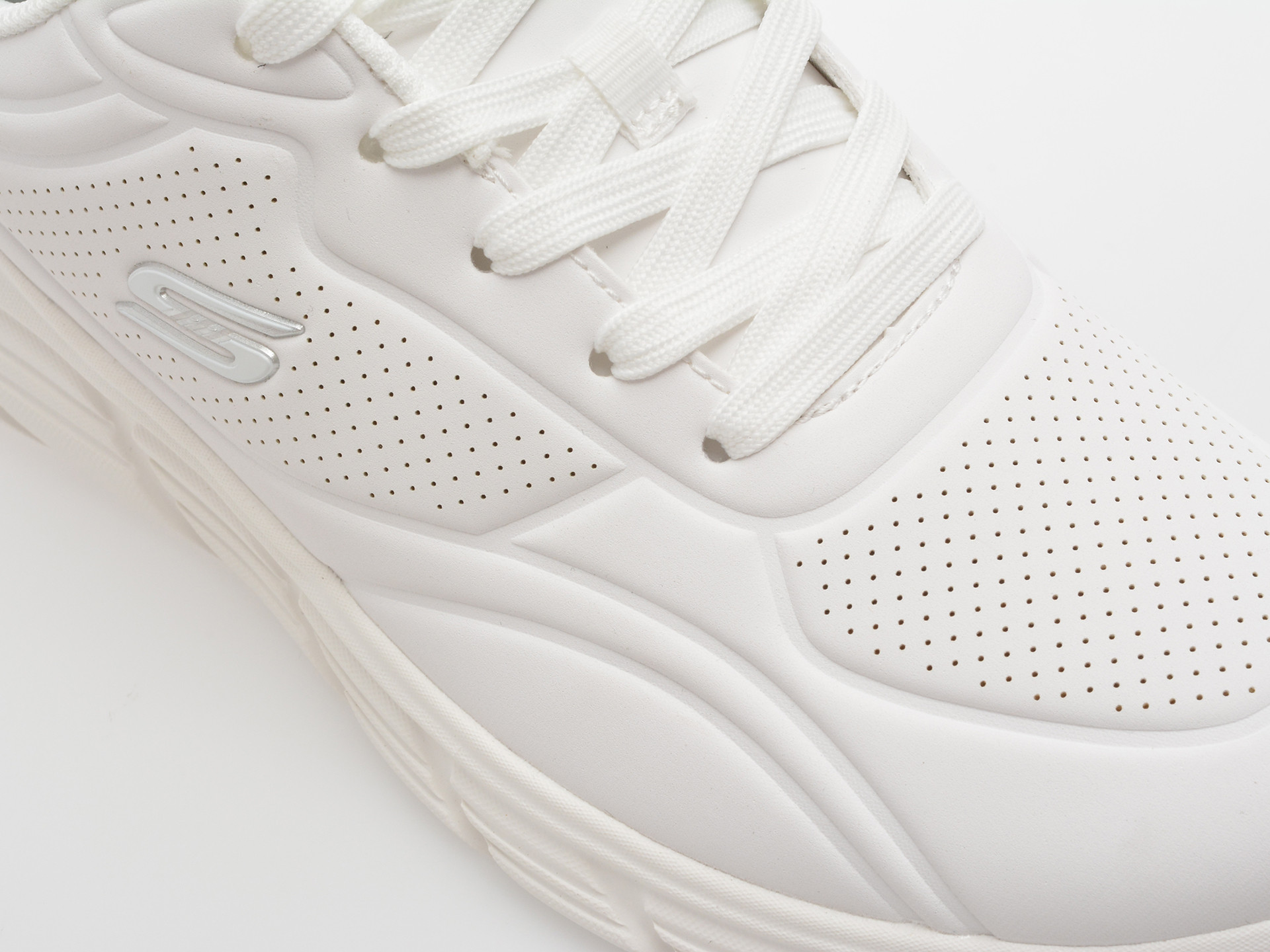Pantofi sport SKECHERS albi, BOBS B FLEX LO, din piele ecologica