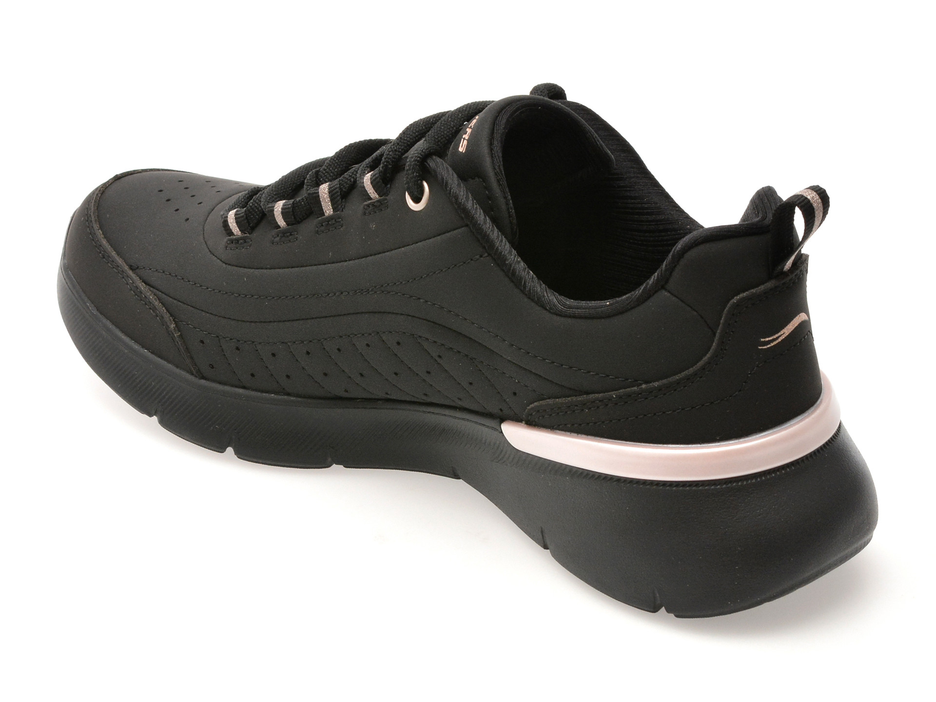 Pantofi sport SKECHERS negri, SKECH-AIR DYNAMIGHT 2.0, din piele ecologica