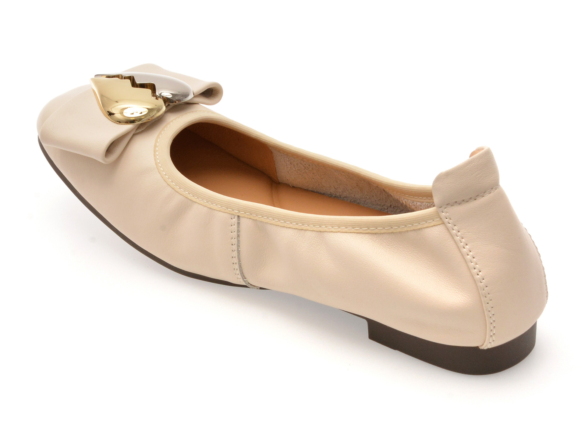 Balerini EPICA albi, 22838, din piele naturala