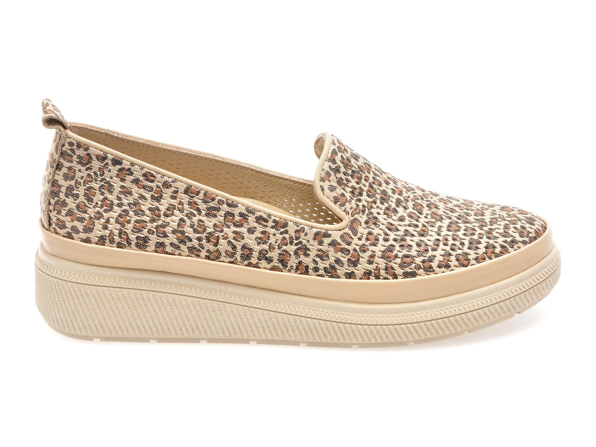 Mocasini IMAGE bej, 38161, din piele naturala