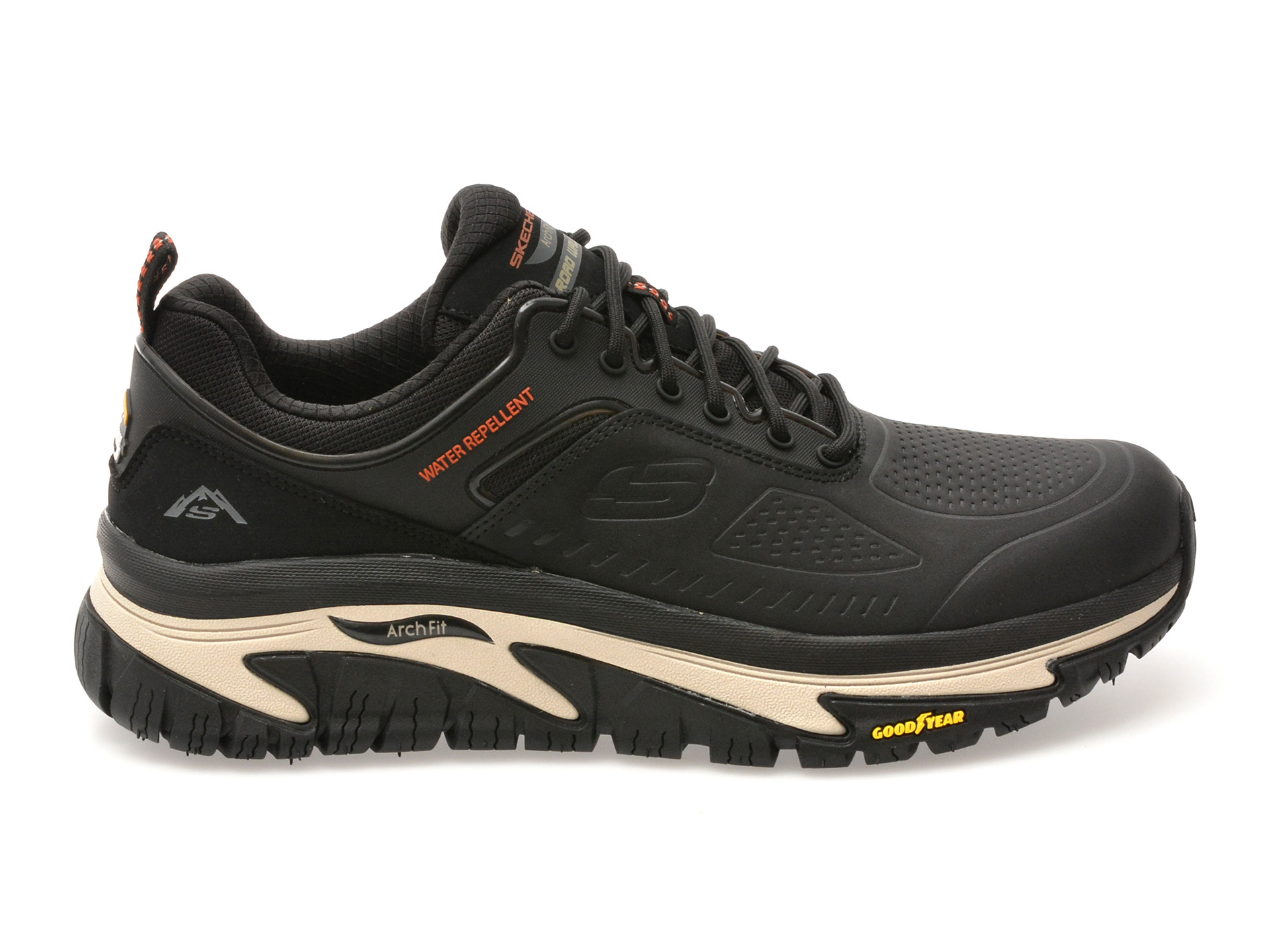 Pantofi sport SKECHERS negri, ARCH FIT ROAD WALKER, din piele ecologica