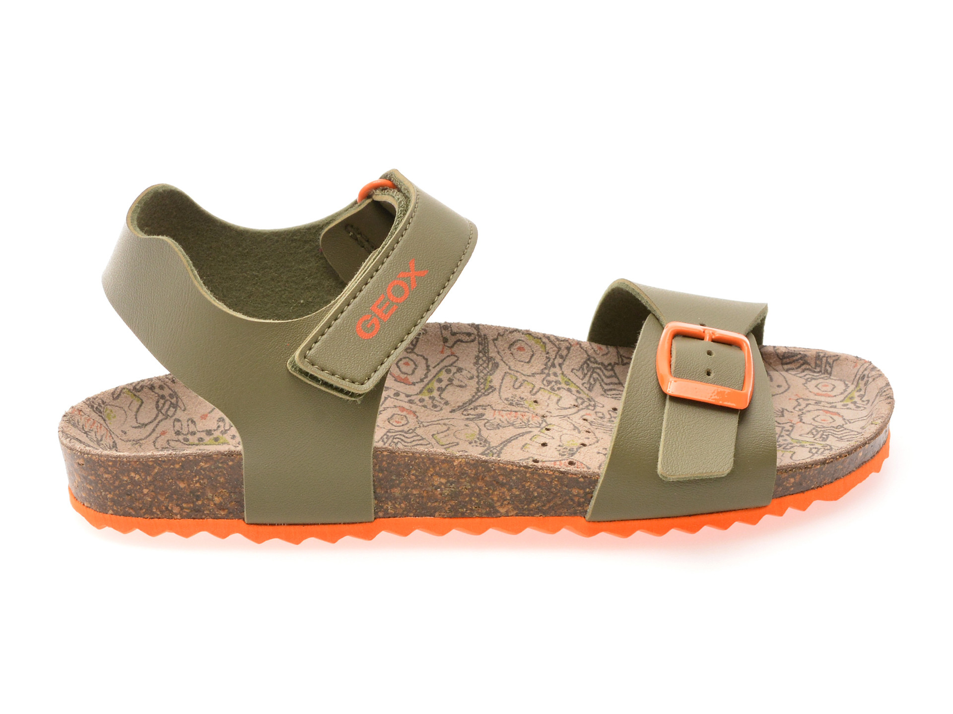 Sandale GEOX kaki, J028LB, din piele ecologica