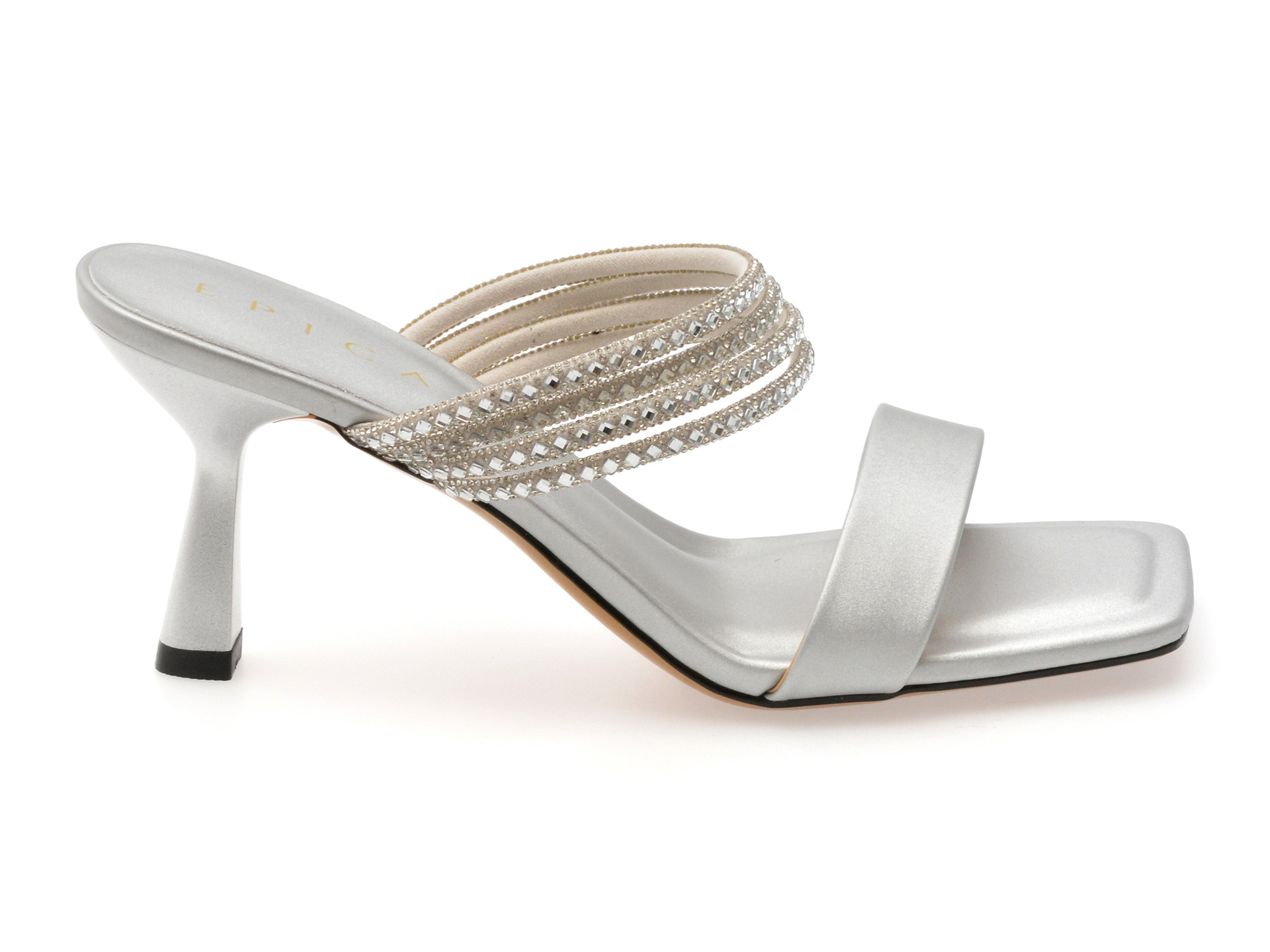 Papuci EPICA argintii, 2367, din piele ecologica