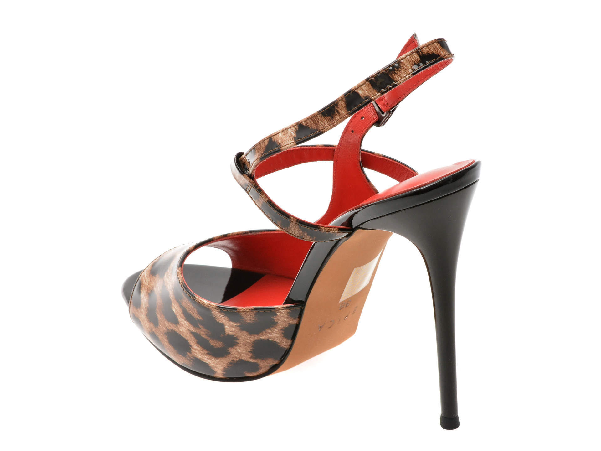 Sandale elegante EPICA maro, E294, din piele naturala lacuita